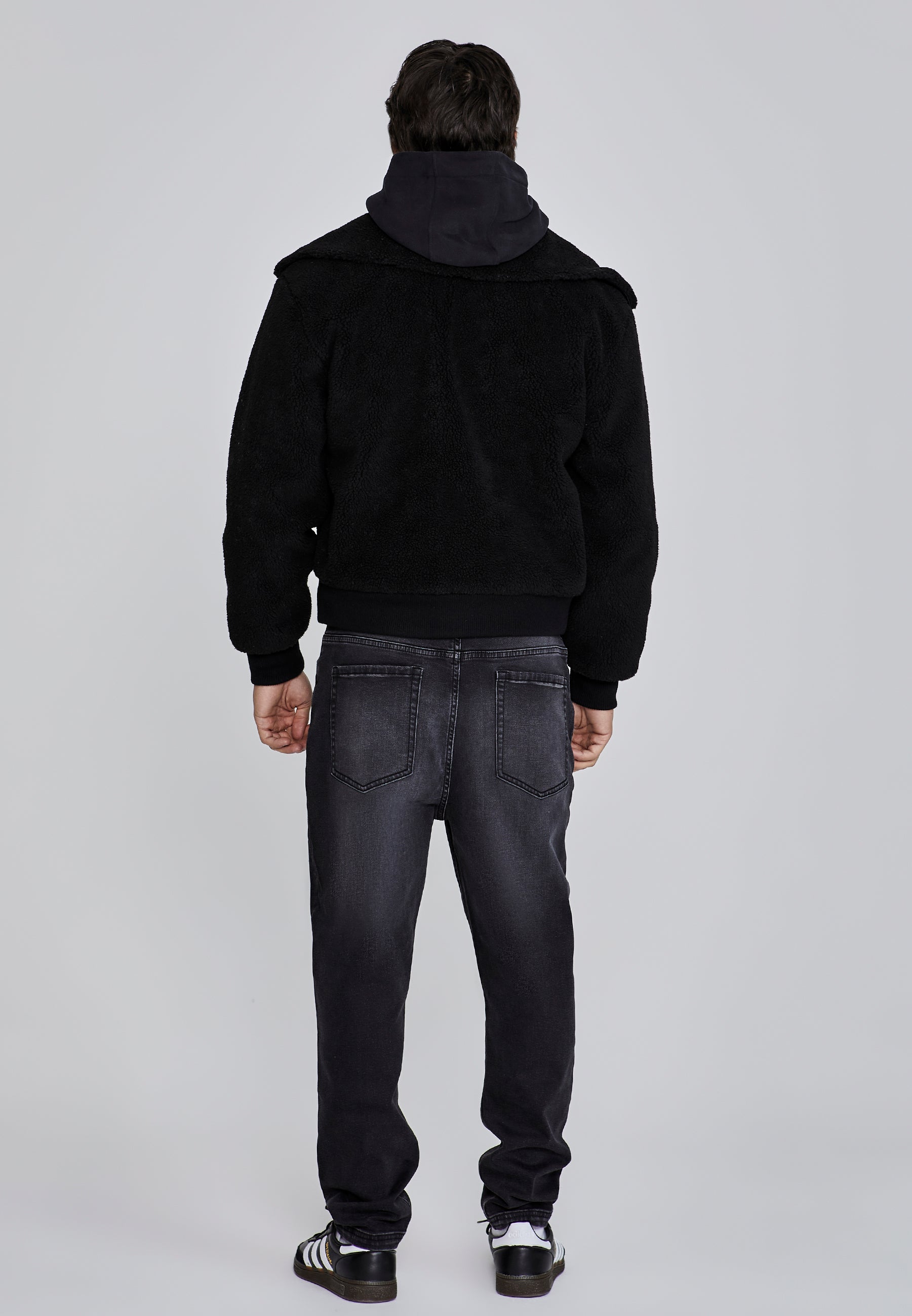 Giacca bomber Sherpa in nero Giacche SikSilk