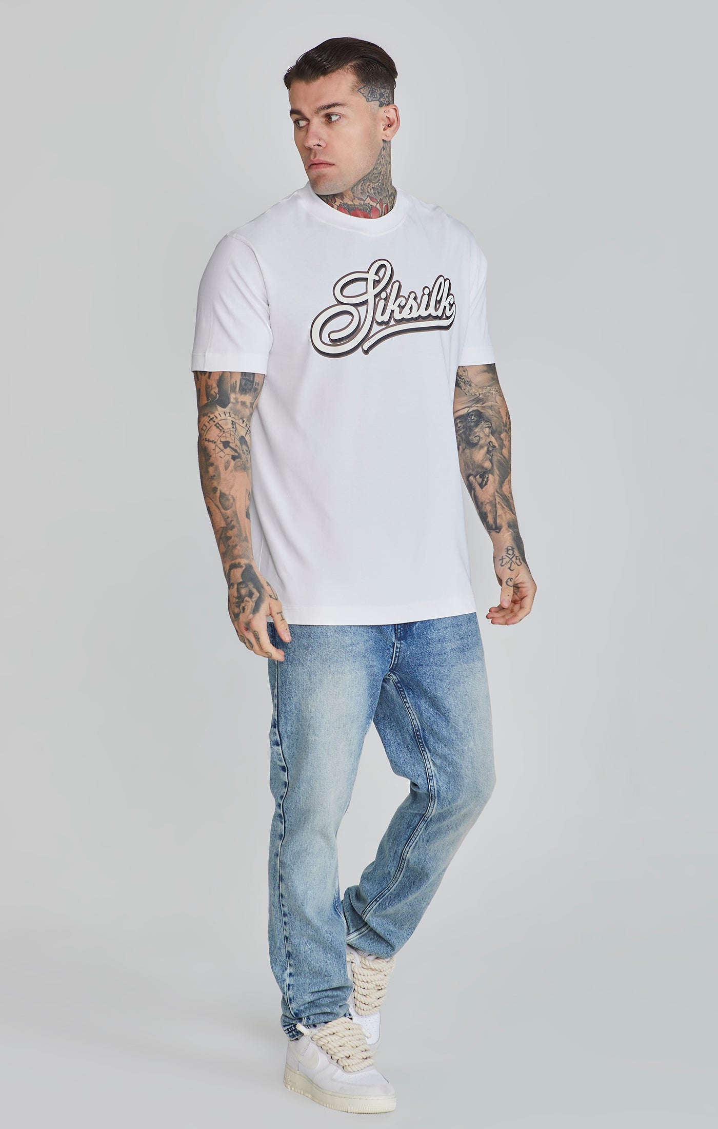 Maglietta Logo in Bianco Magliette SikSilk