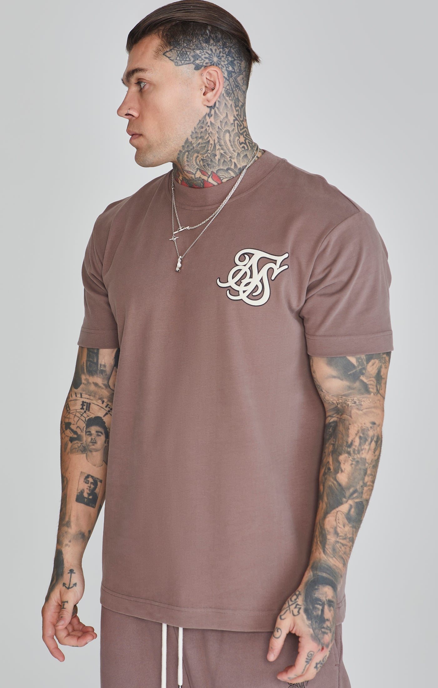 Maglietta con logo in marrone Magliette SikSilk