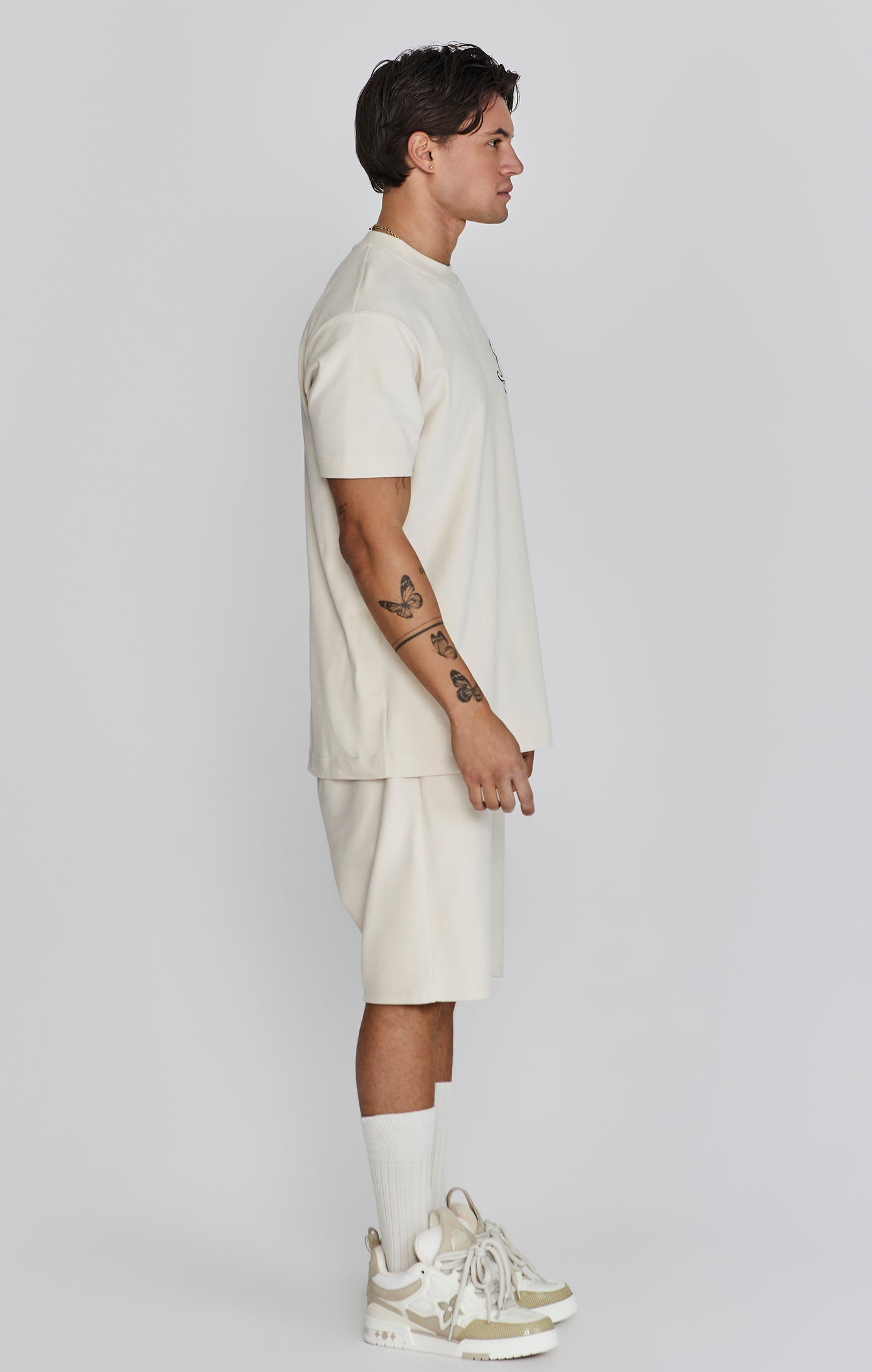 Maglietta con logo in ecru T-shirt SikSilk