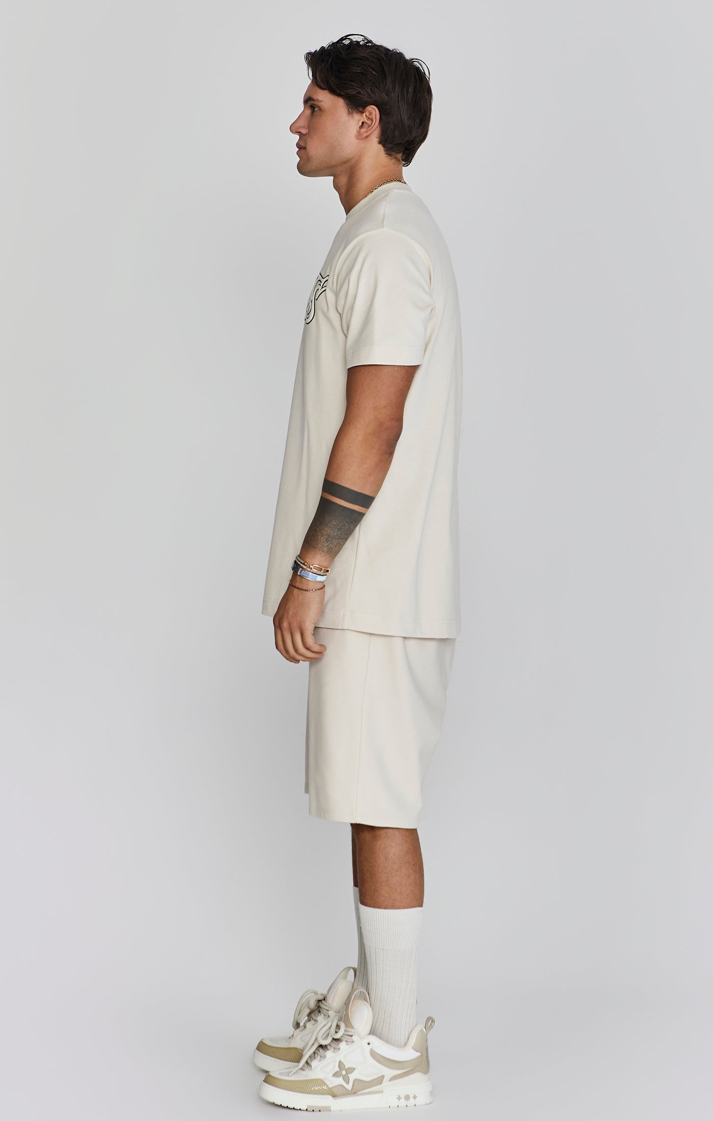 Maglietta con logo in ecru T-shirt SikSilk