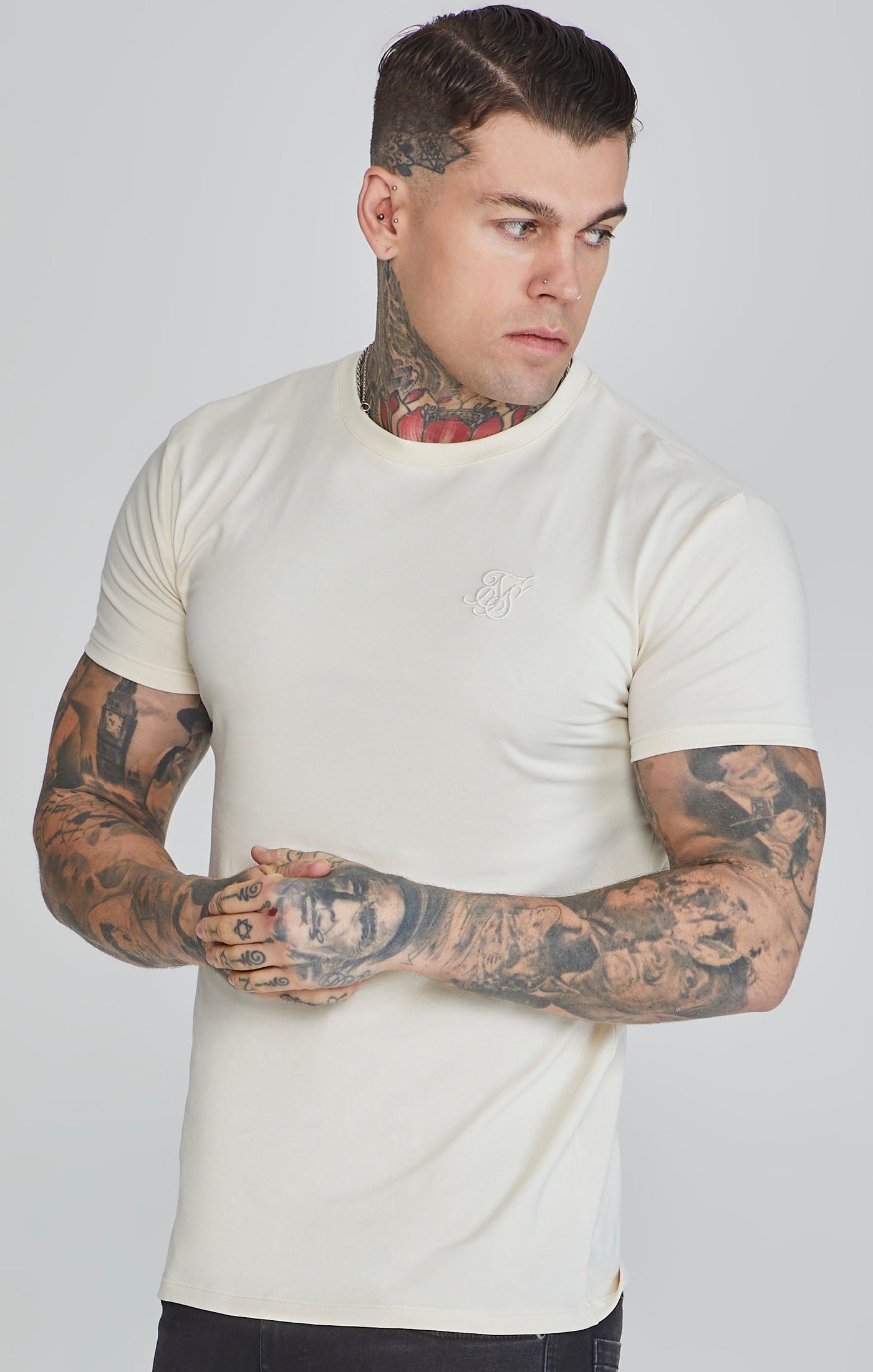 T-shirt Muscle Fit in ecru T-shirt SikSilk