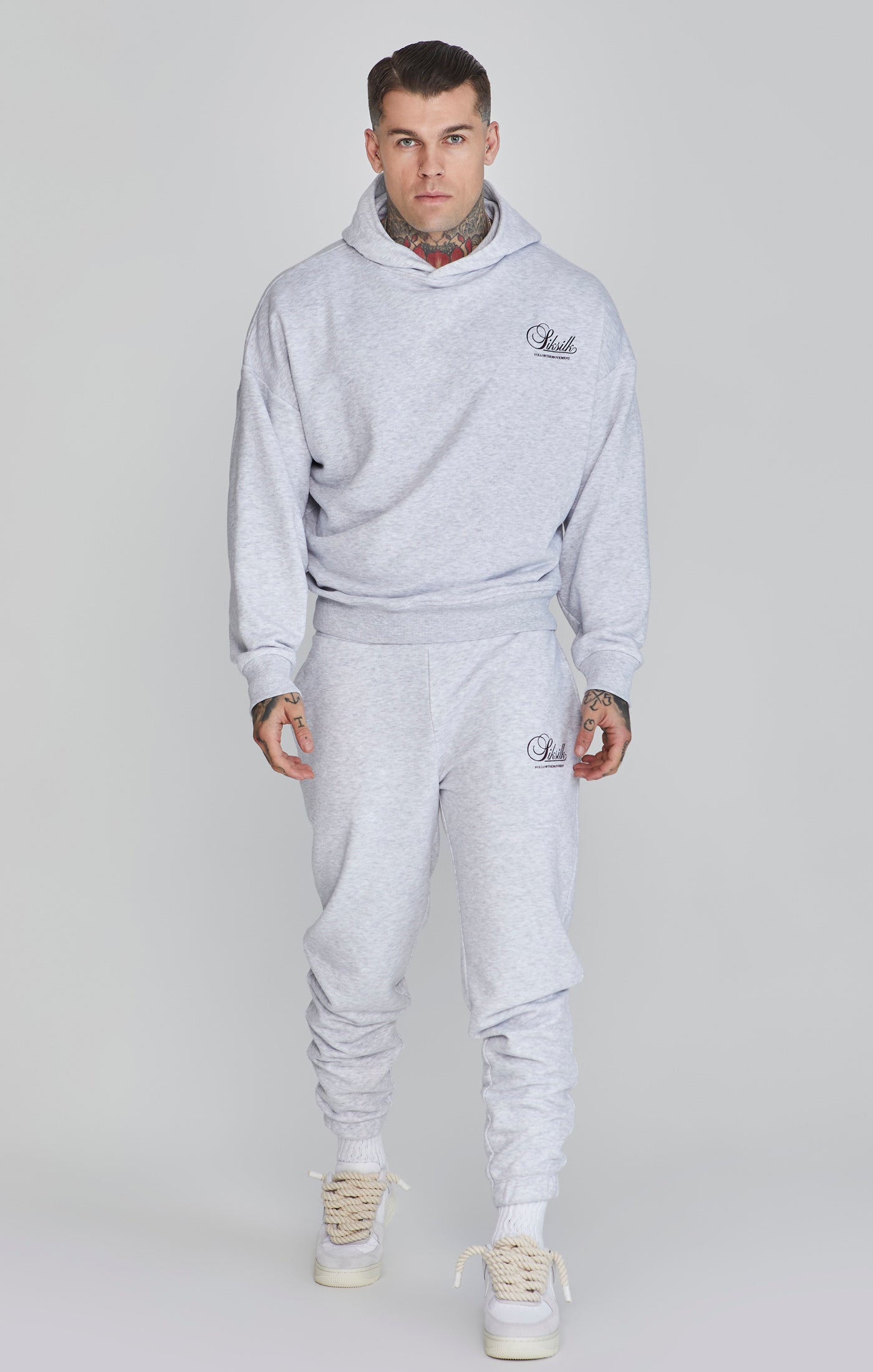 Felpa con cappuccio grafica in Snow Marl Felpa con cappuccio SikSilk
