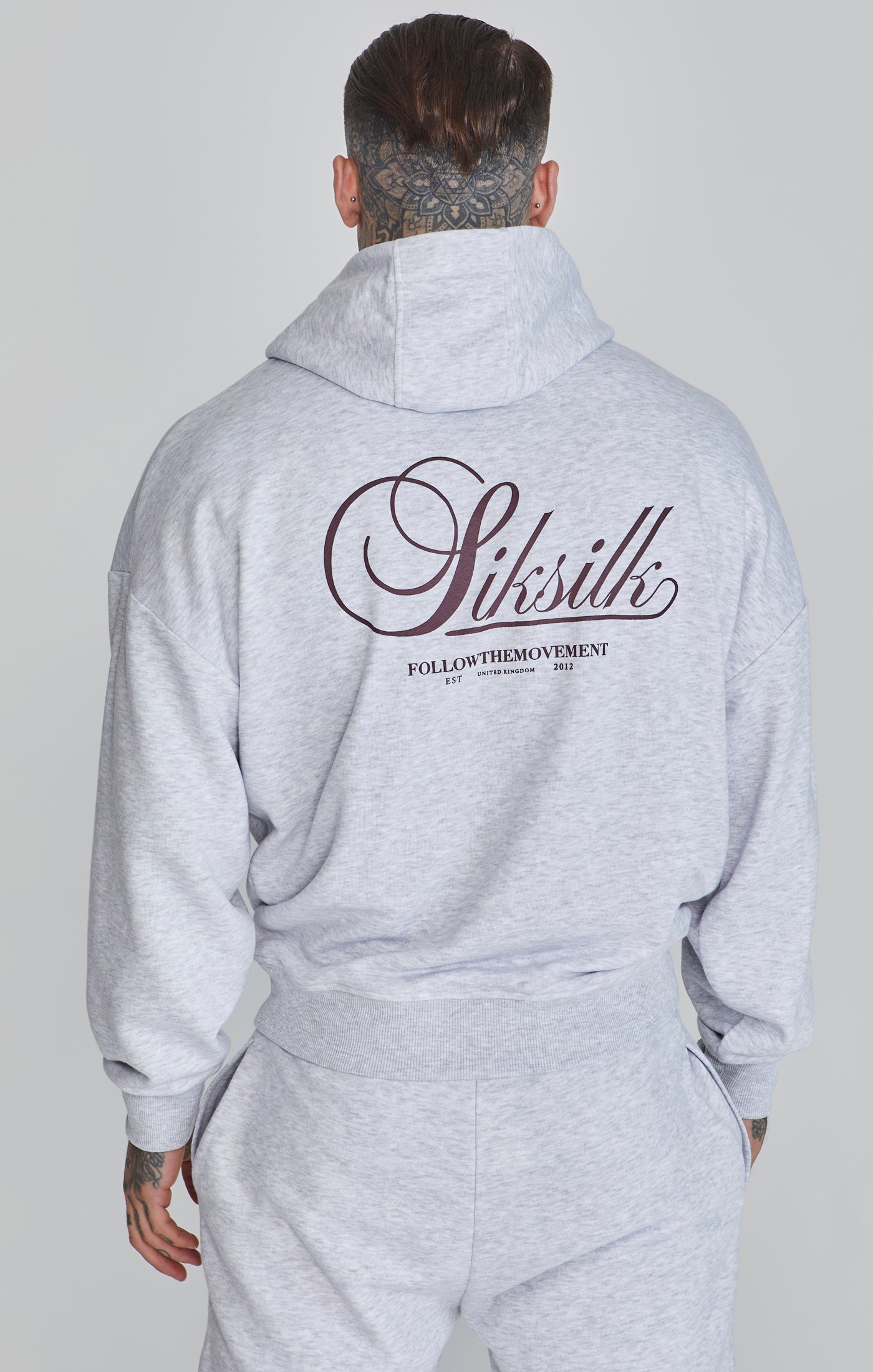 Felpa con cappuccio grafica in Snow Marl Felpa con cappuccio SikSilk
