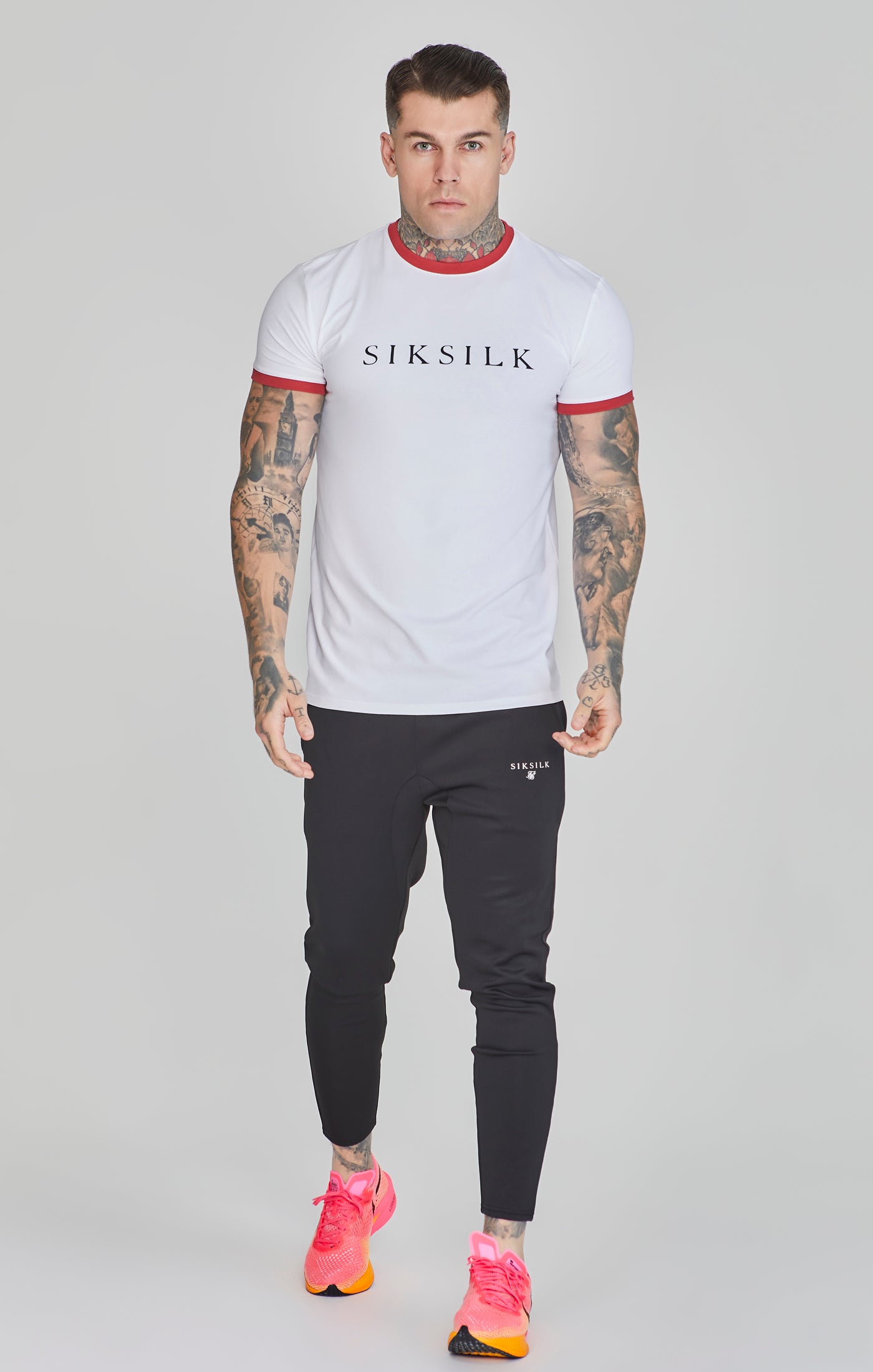 Maglietta Ringer in Bianco/Rosso Magliette SikSilk