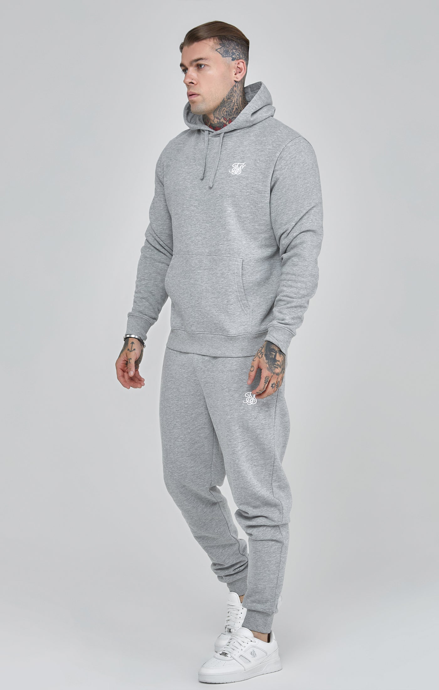 Essentials Overhead Felpa con cappuccio in marna grigia Felpa con cappuccio SikSilk