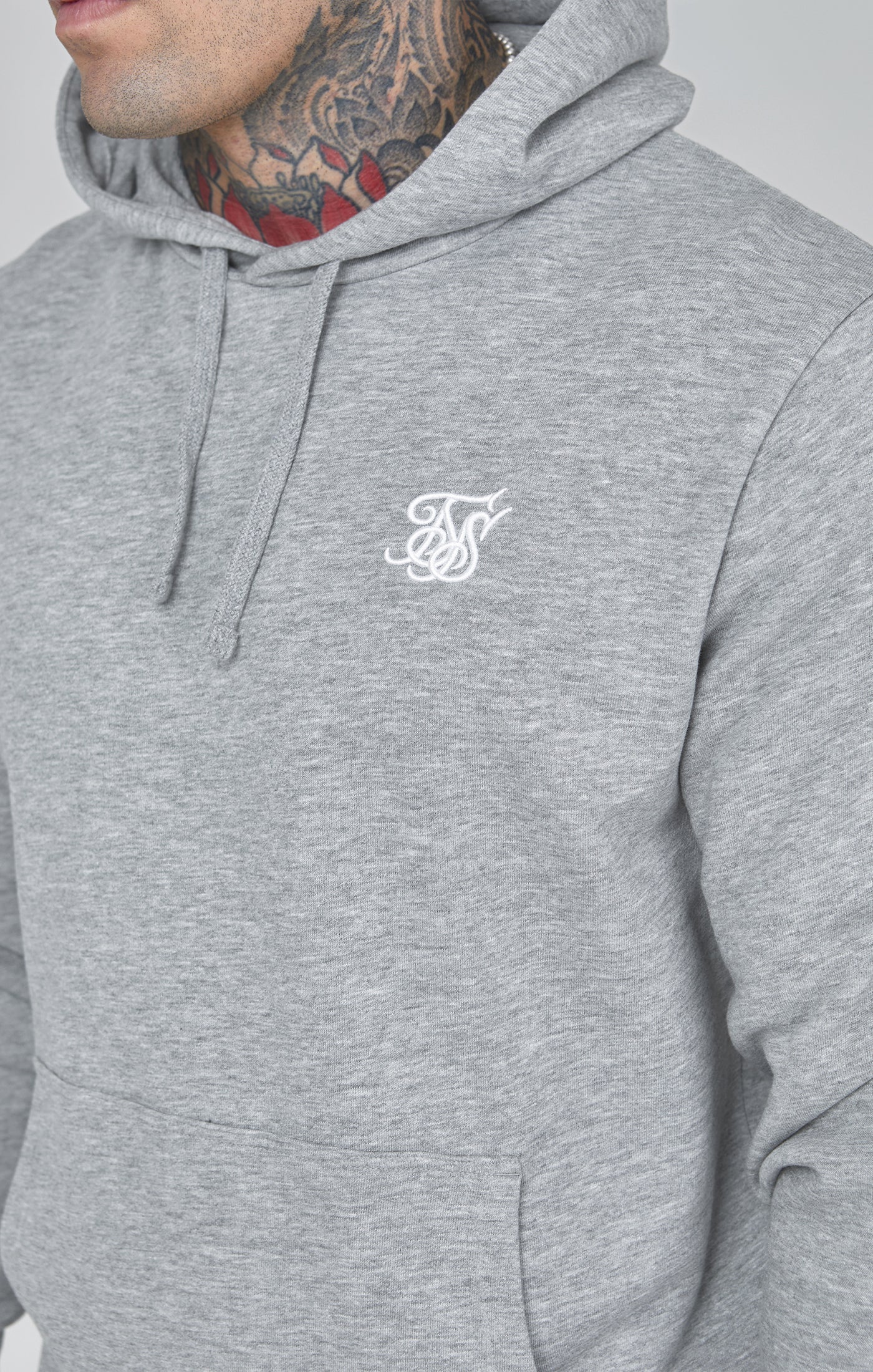 Essentials Overhead Felpa con cappuccio in marna grigia Felpa con cappuccio SikSilk