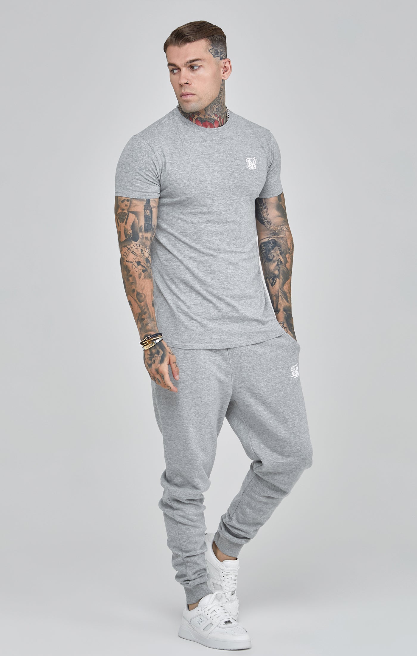 Joggers essenziali in marna grigia Pantaloni SikSilk