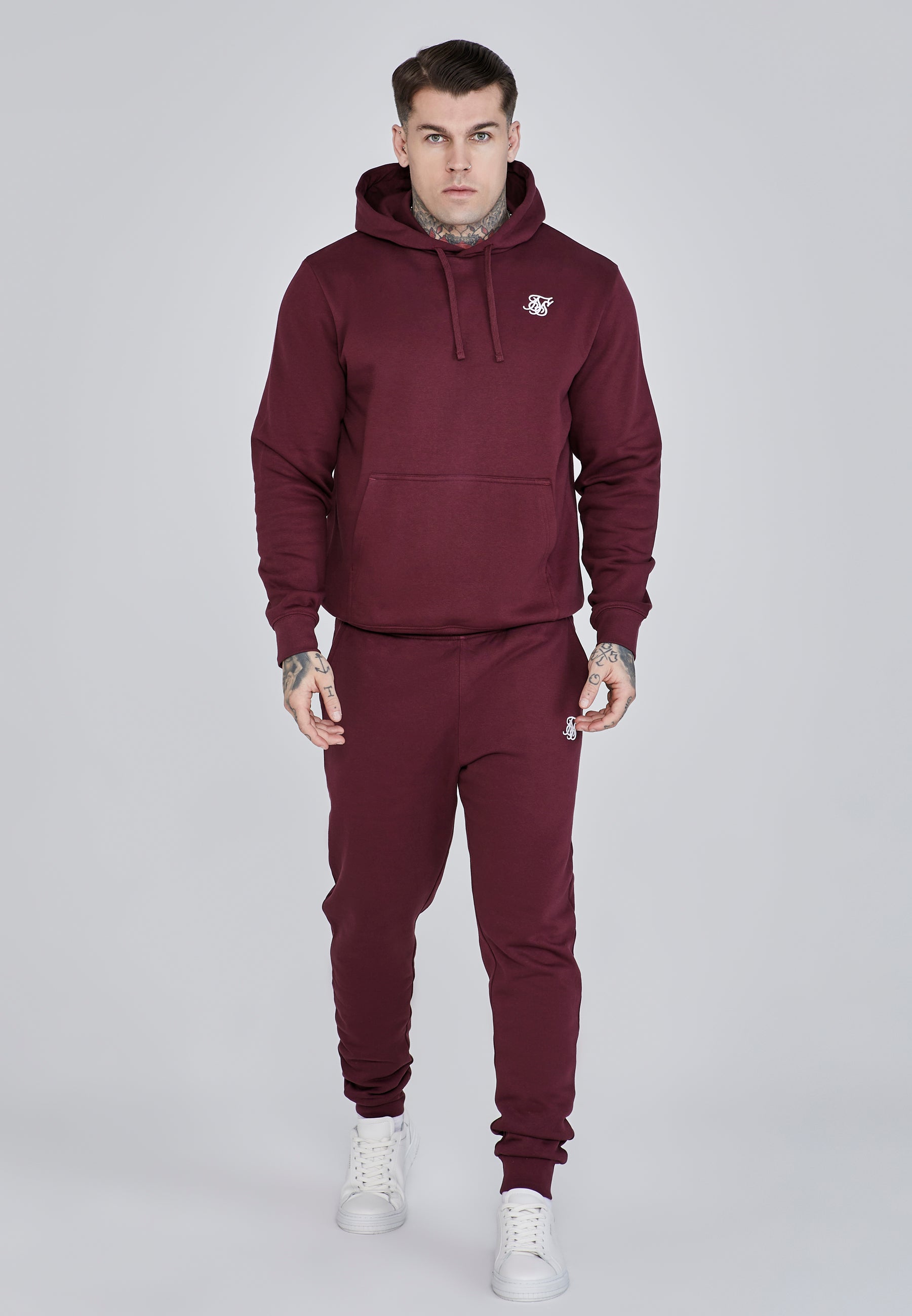 Felpa con cappuccio Essentials in Borgogna Felpa con cappuccio SikSilk