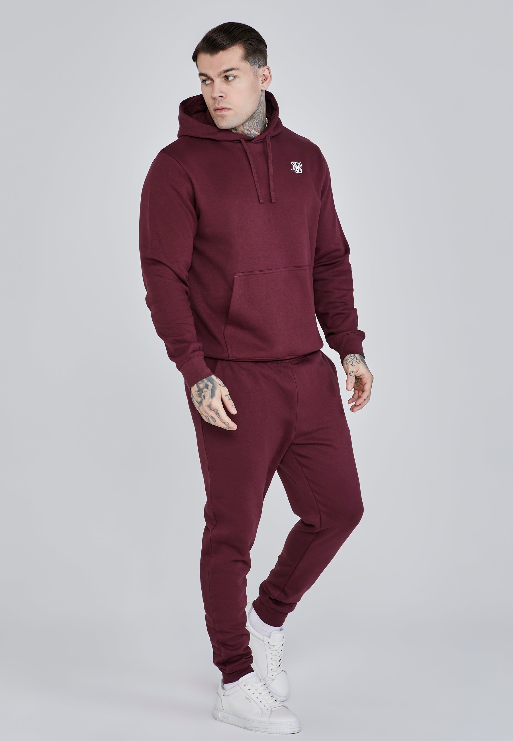 Felpa con cappuccio Essentials in Borgogna Felpa con cappuccio SikSilk