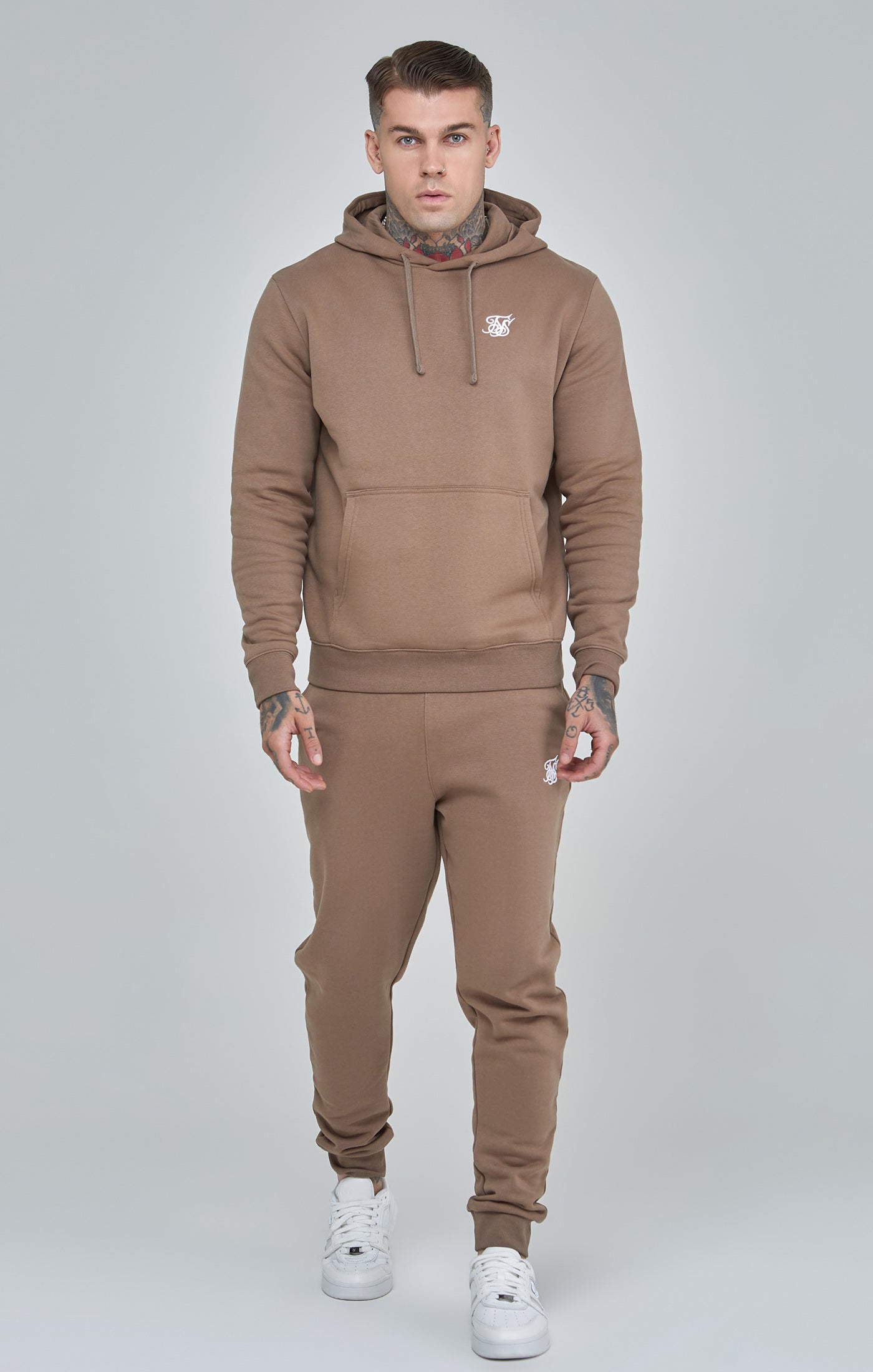 Essentials Felpa con cappuccio Overhead in marrone Felpa con cappuccio SikSilk