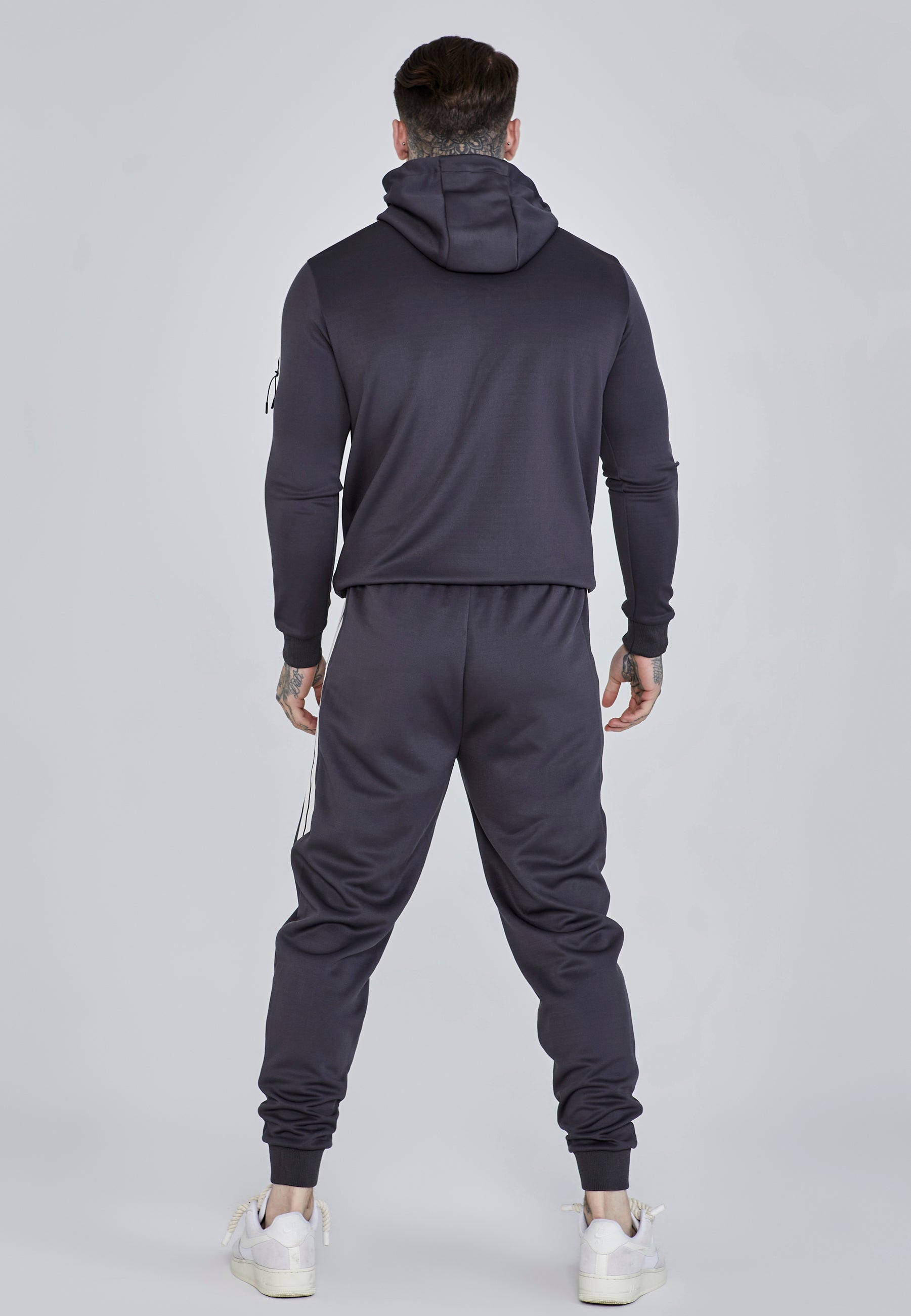 Felpa con cappuccio e zip integrale in grigio SikSilk