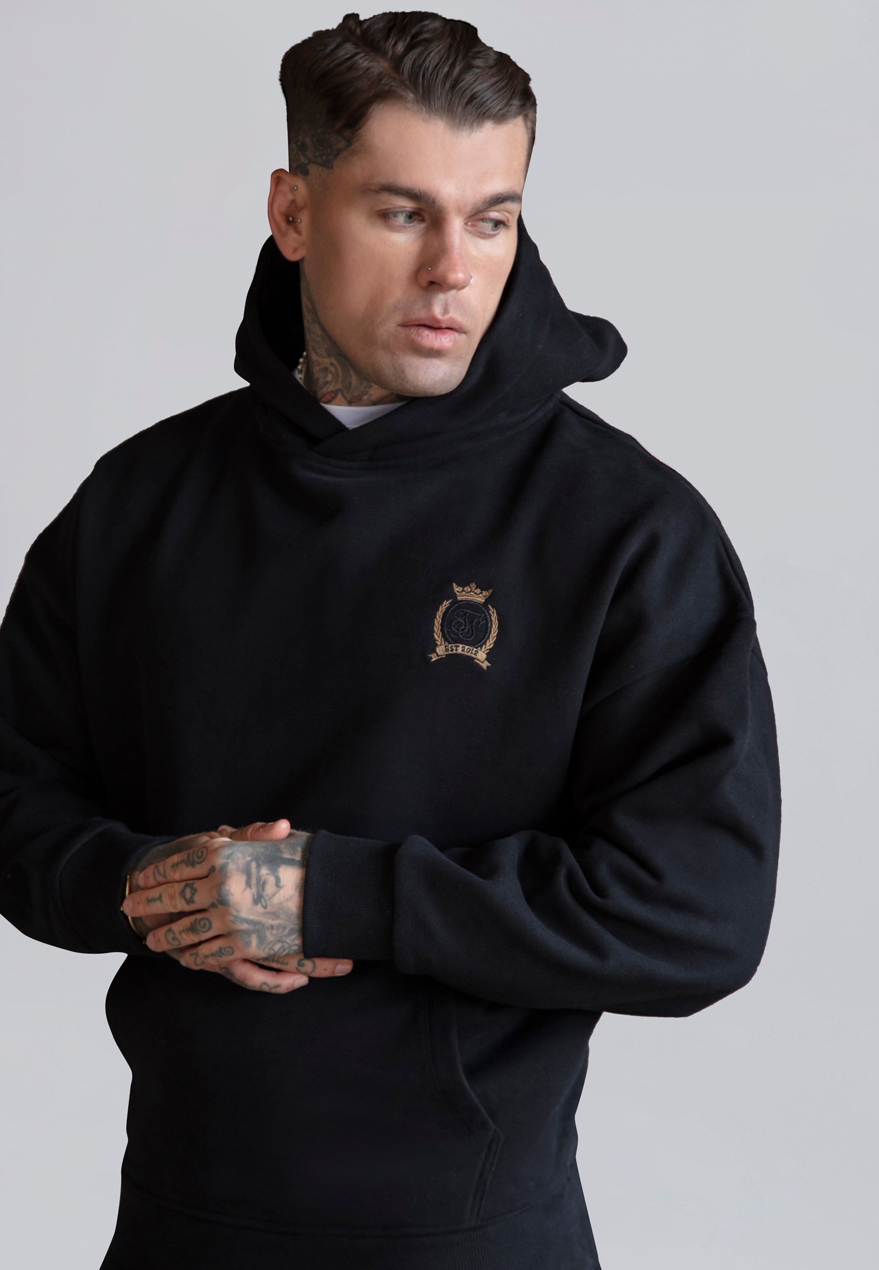 Maglioni Felpa con cappuccio in nero SikSilk