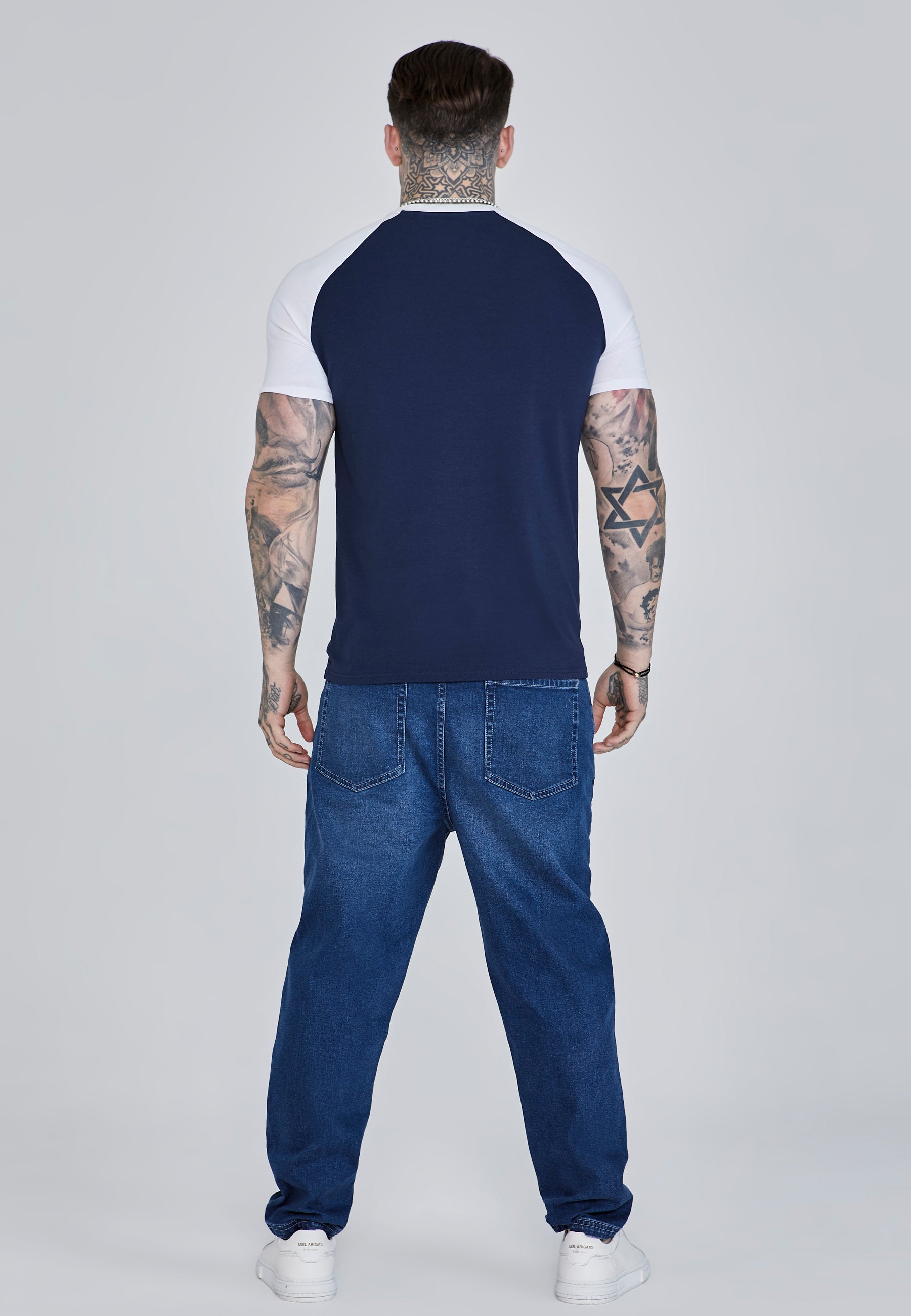Maglietta Raglan in Marina, Magliette bianche SikSilk