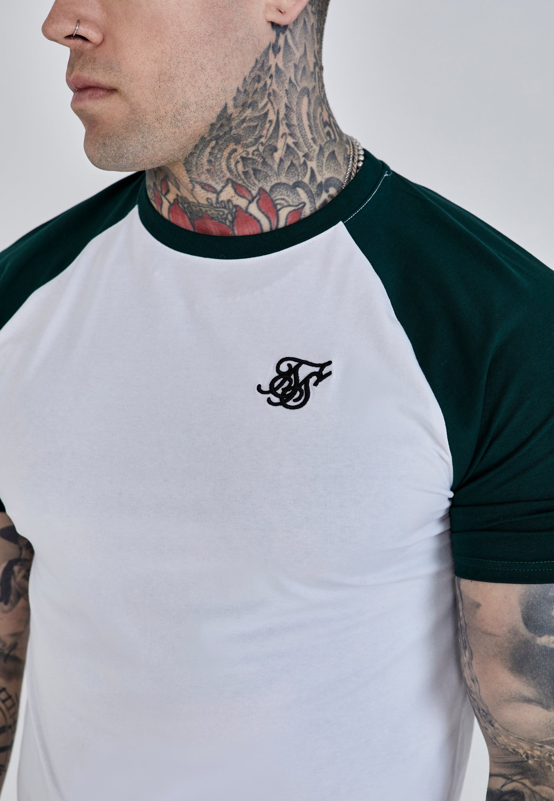 Maglietta Raglan in Bianco, Verde Magliette SikSilk