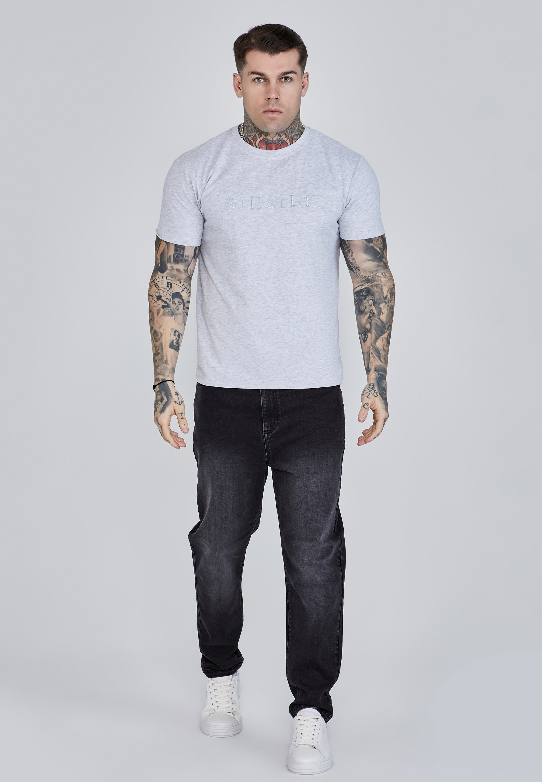 Maglietta con logo in marna grigia Magliette SikSilk