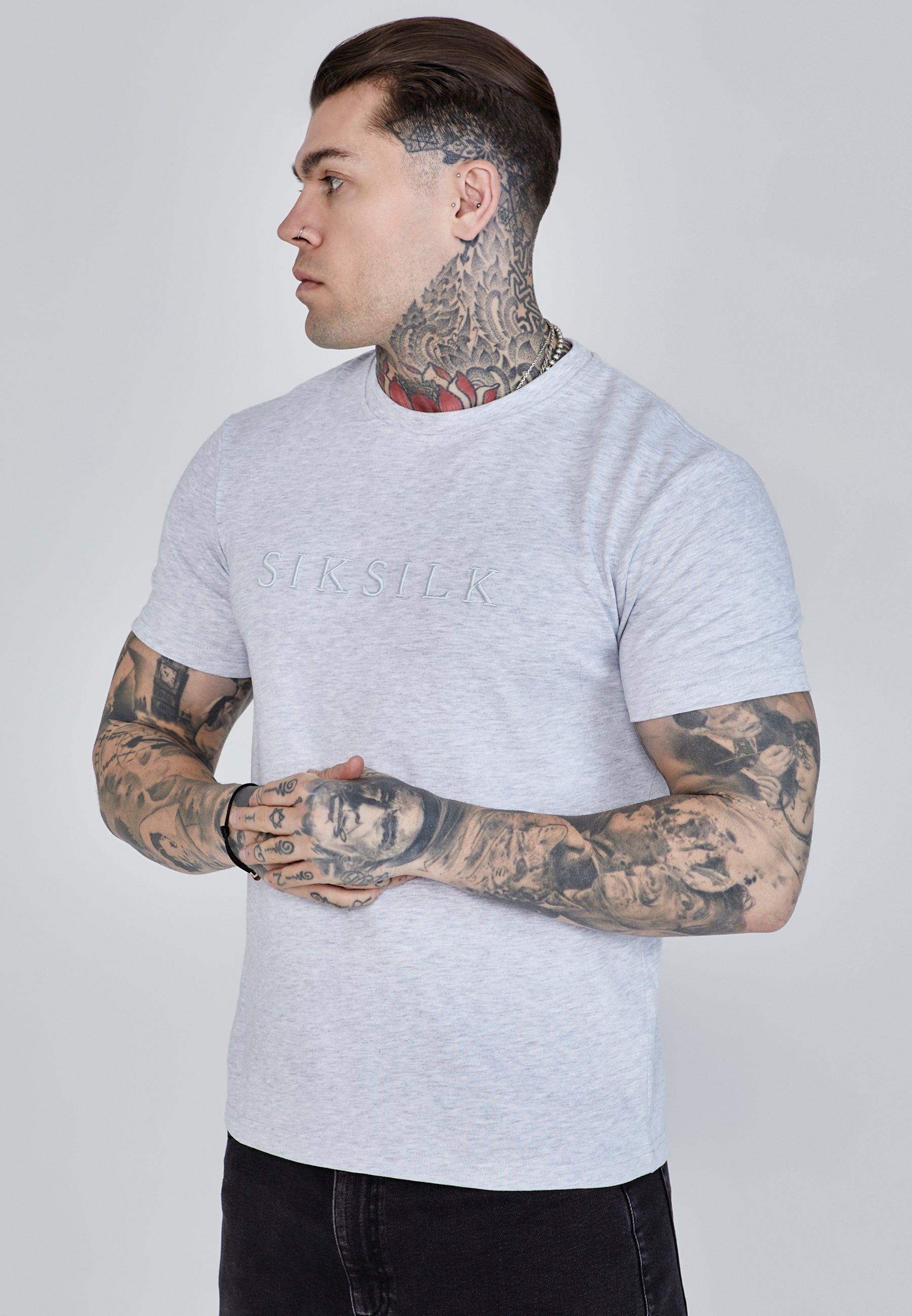 Maglietta con logo in marna grigia Magliette SikSilk
