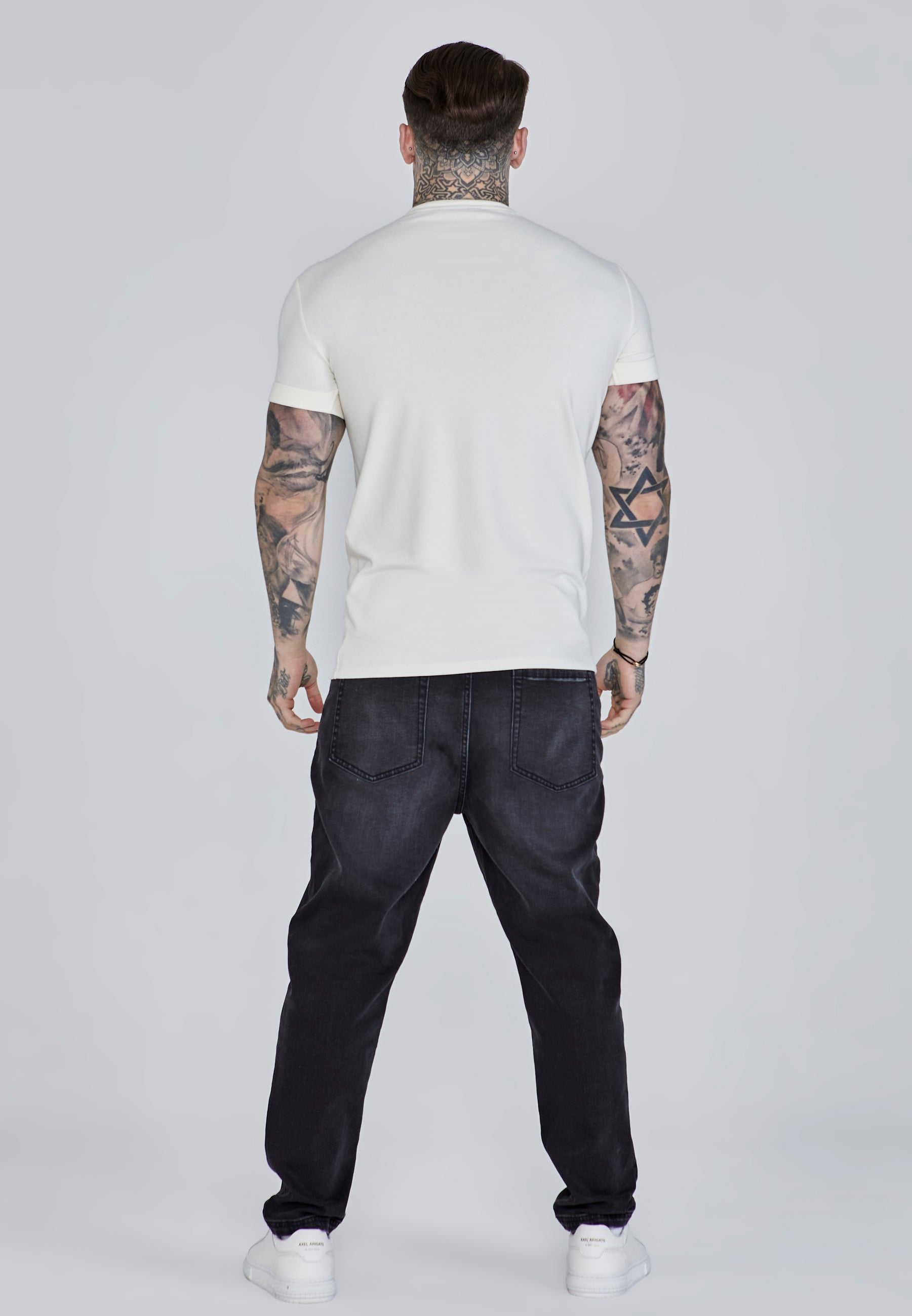 Maglietta con maniche arrotolate in ecru Magliette SikSilk
