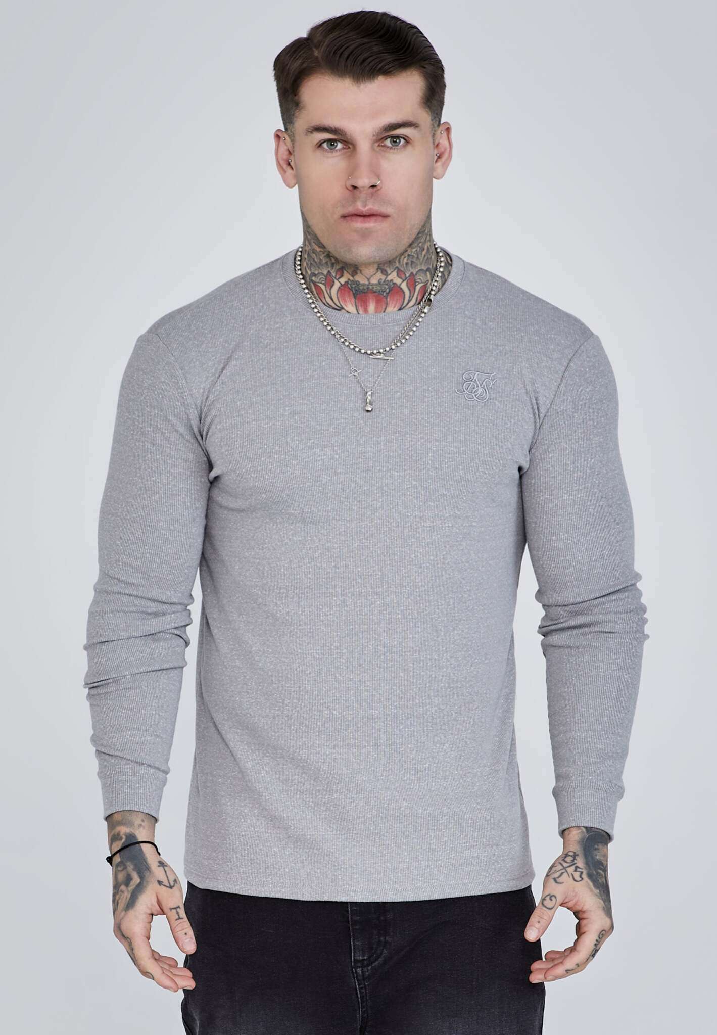 Maglietta a maniche lunghe in marna grigia Magliette SikSilk