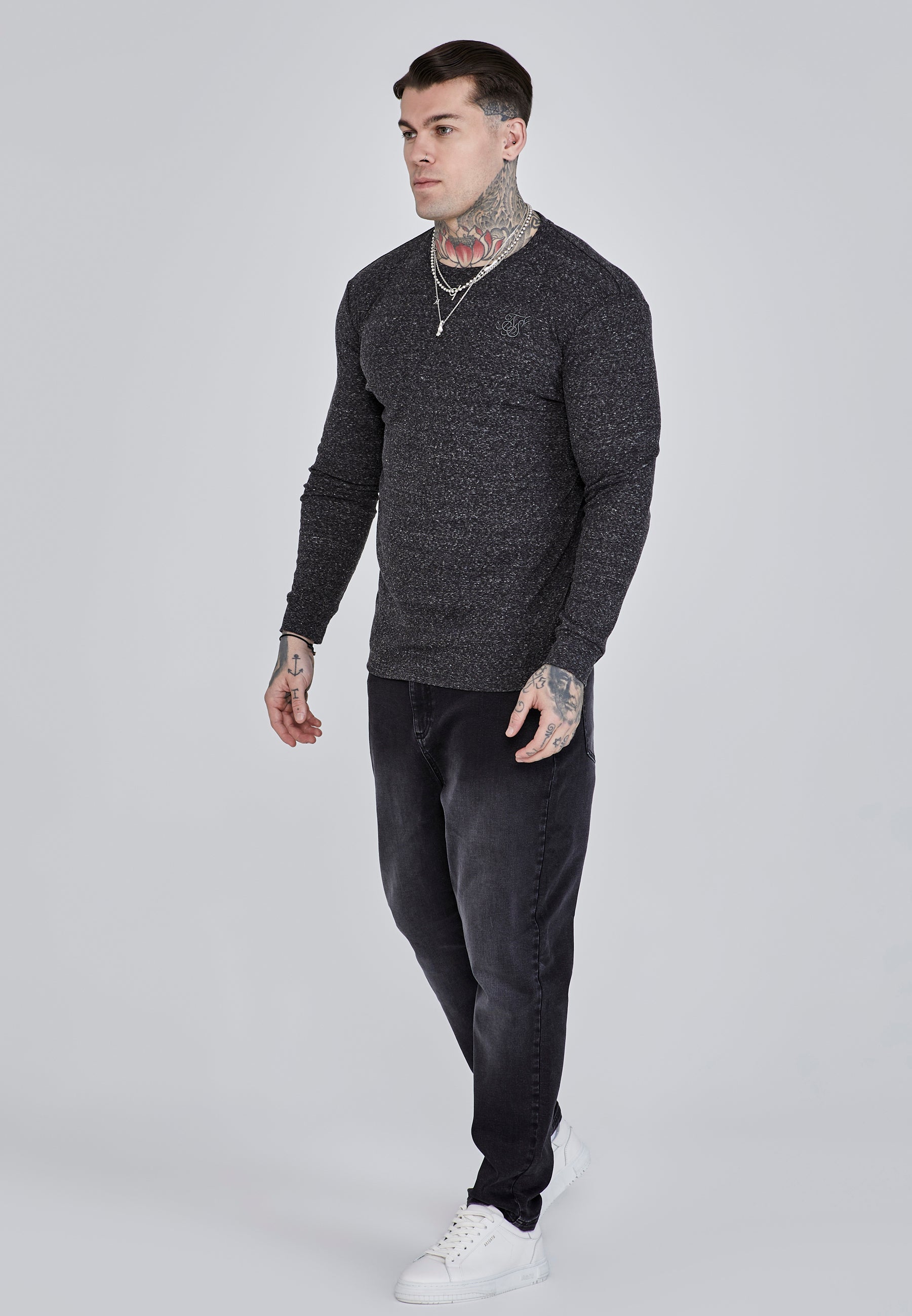 Maglietta a maniche lunghe in nero Magliette SikSilk