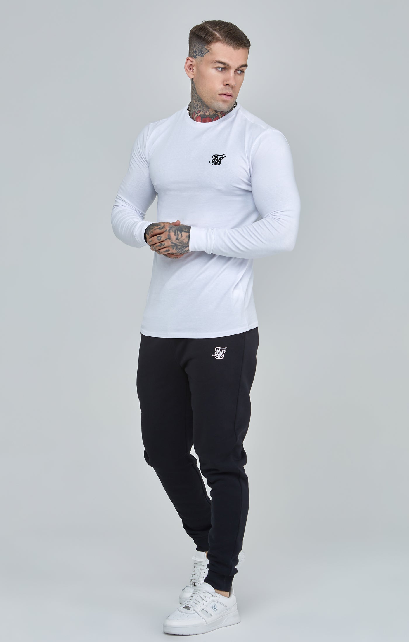 Maglietta Essentials a maniche lunghe in bianco Magliette SikSilk