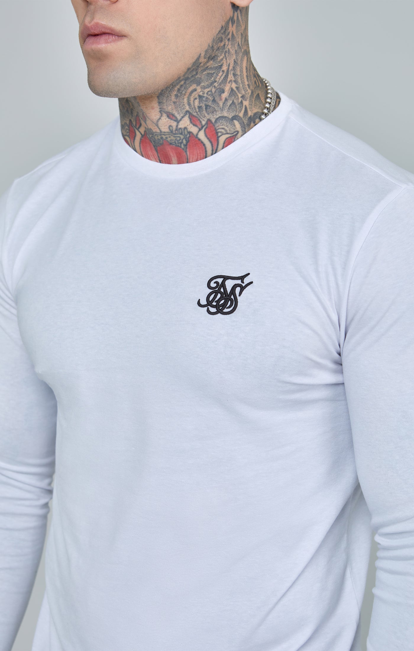 Maglietta Essentials a maniche lunghe in bianco Magliette SikSilk
