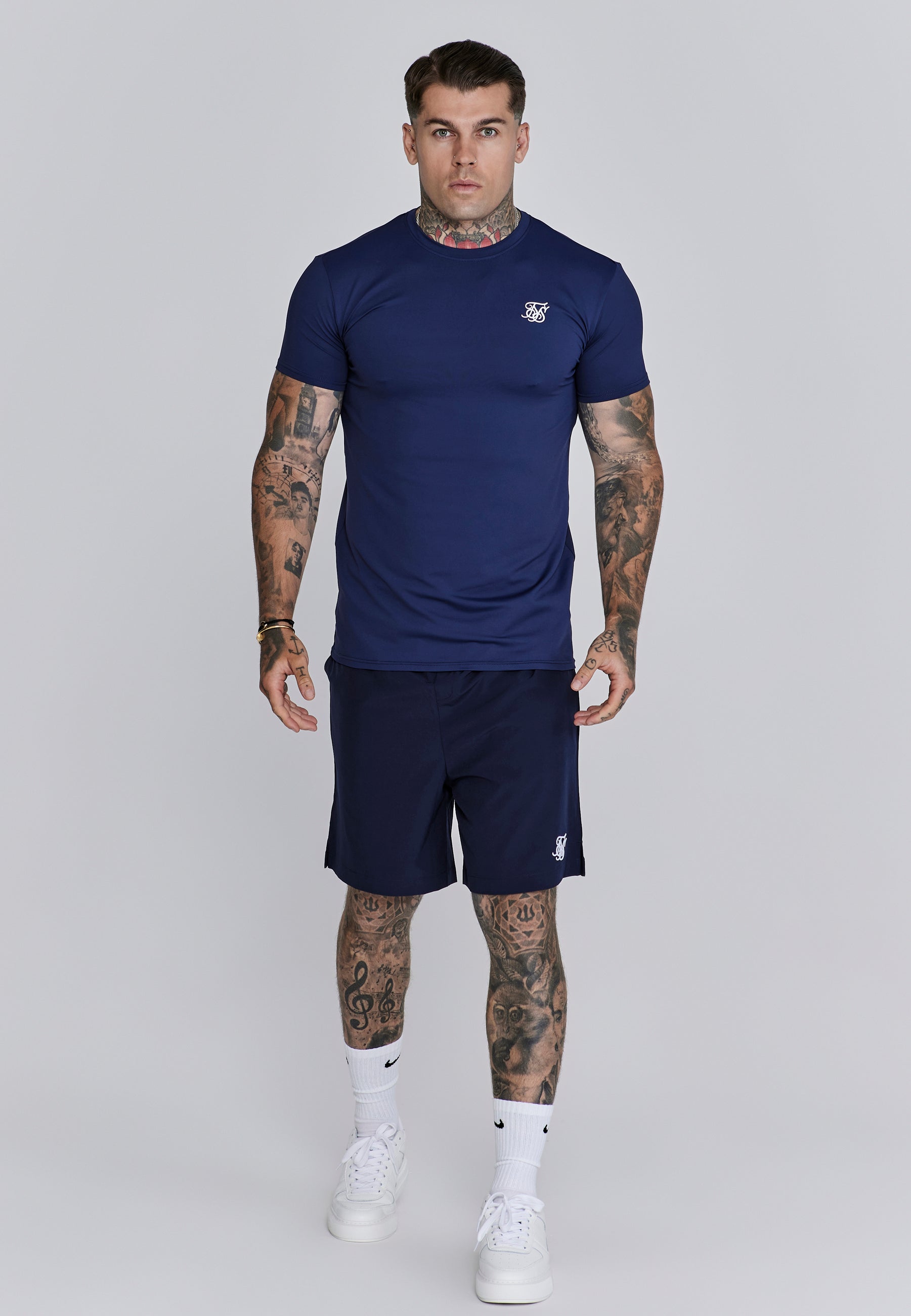 Maglietta Muscle Fit in Navy T-Shirt SikSilk