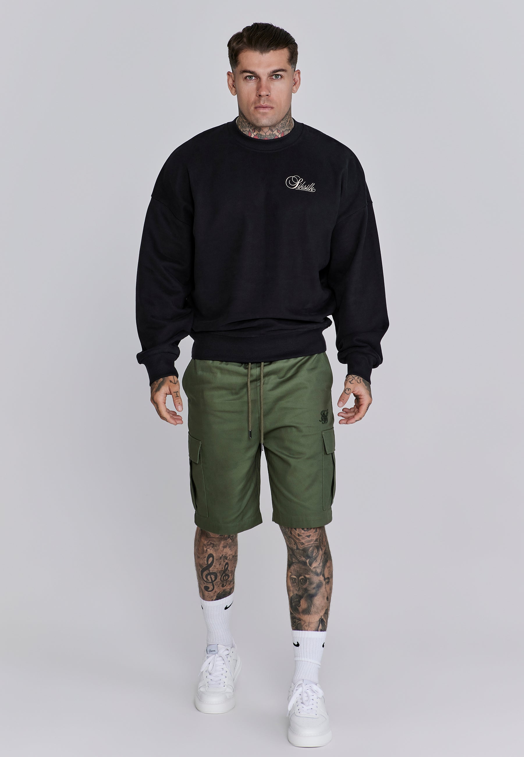 Pantaloncini Cargo in verde SikSilk