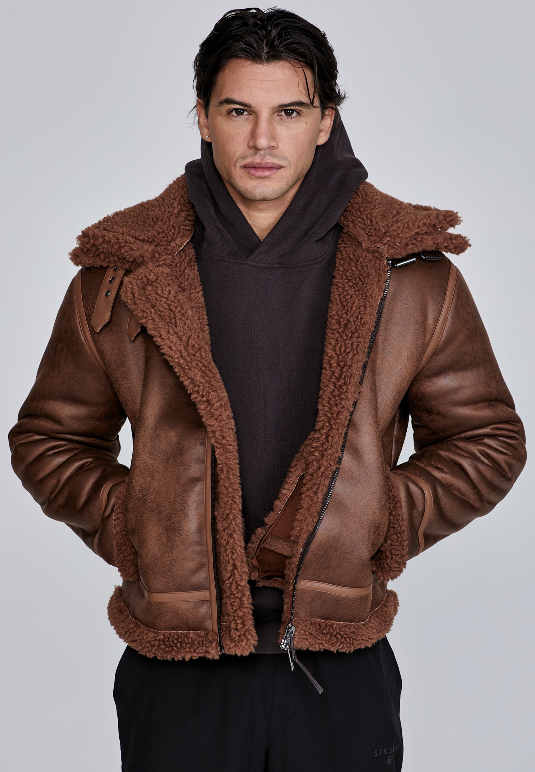 Giacca Aviator in marrone Giacche SikSilk
