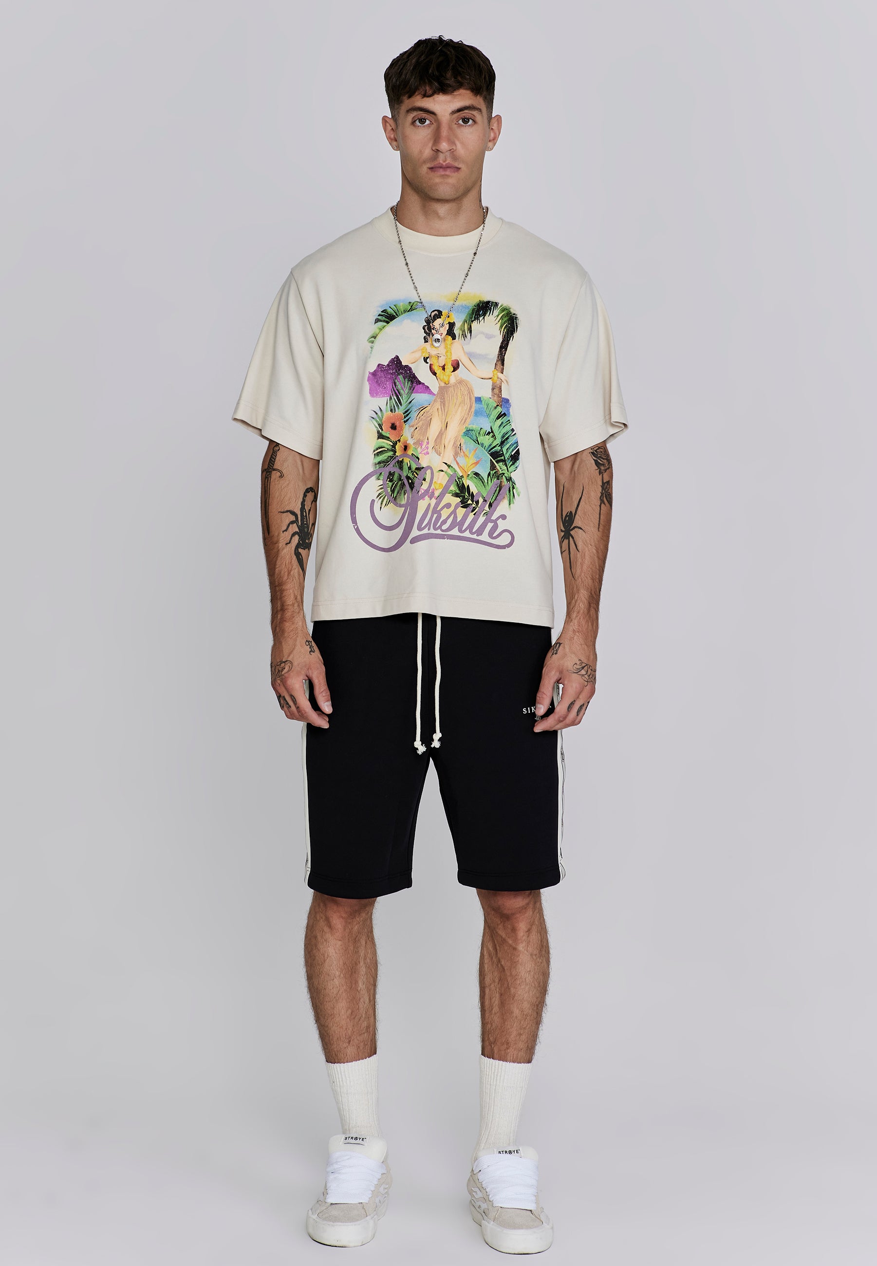Maglietta grafica in ecru T-shirt SikSilk