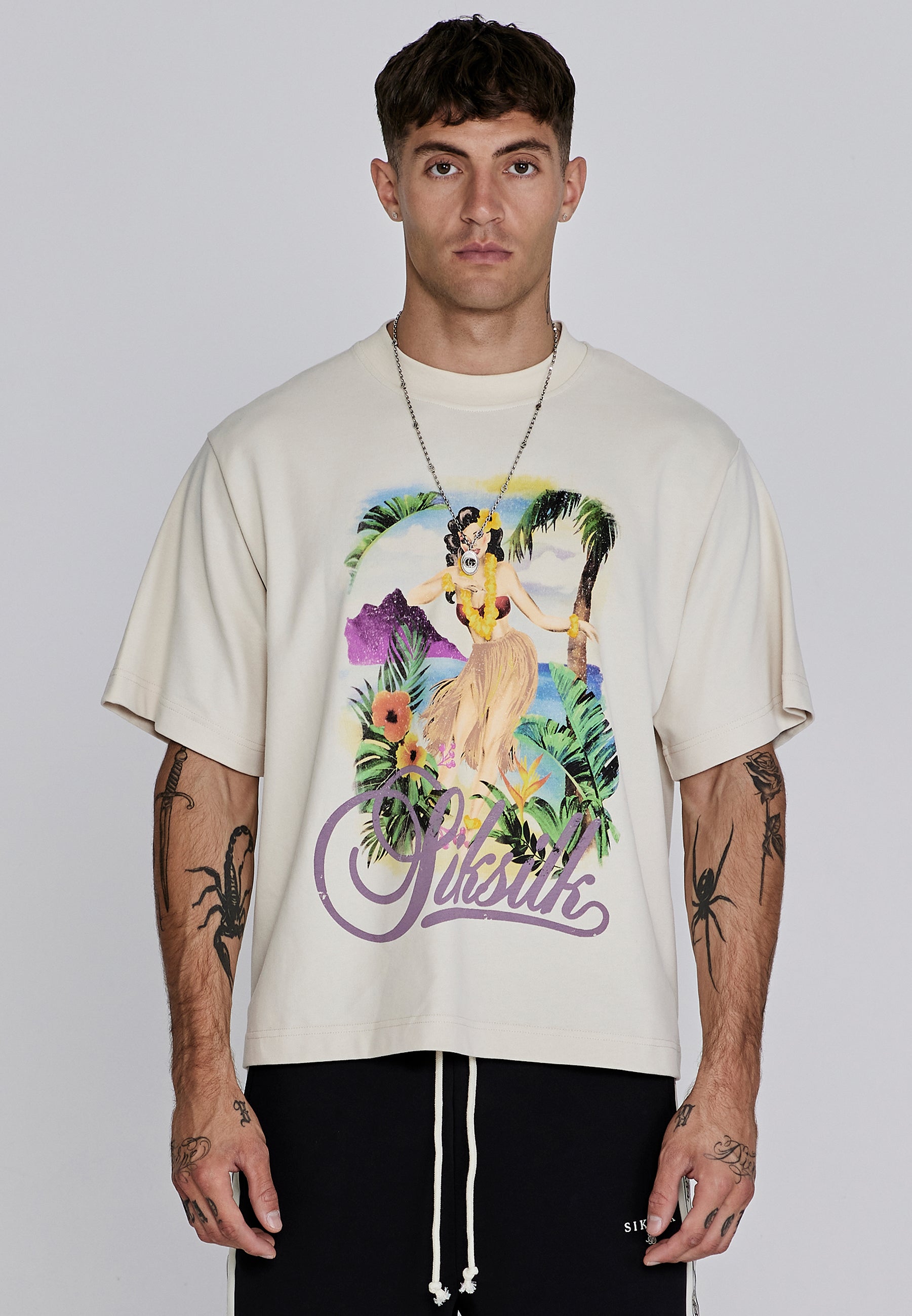 Maglietta grafica in ecru T-shirt SikSilk