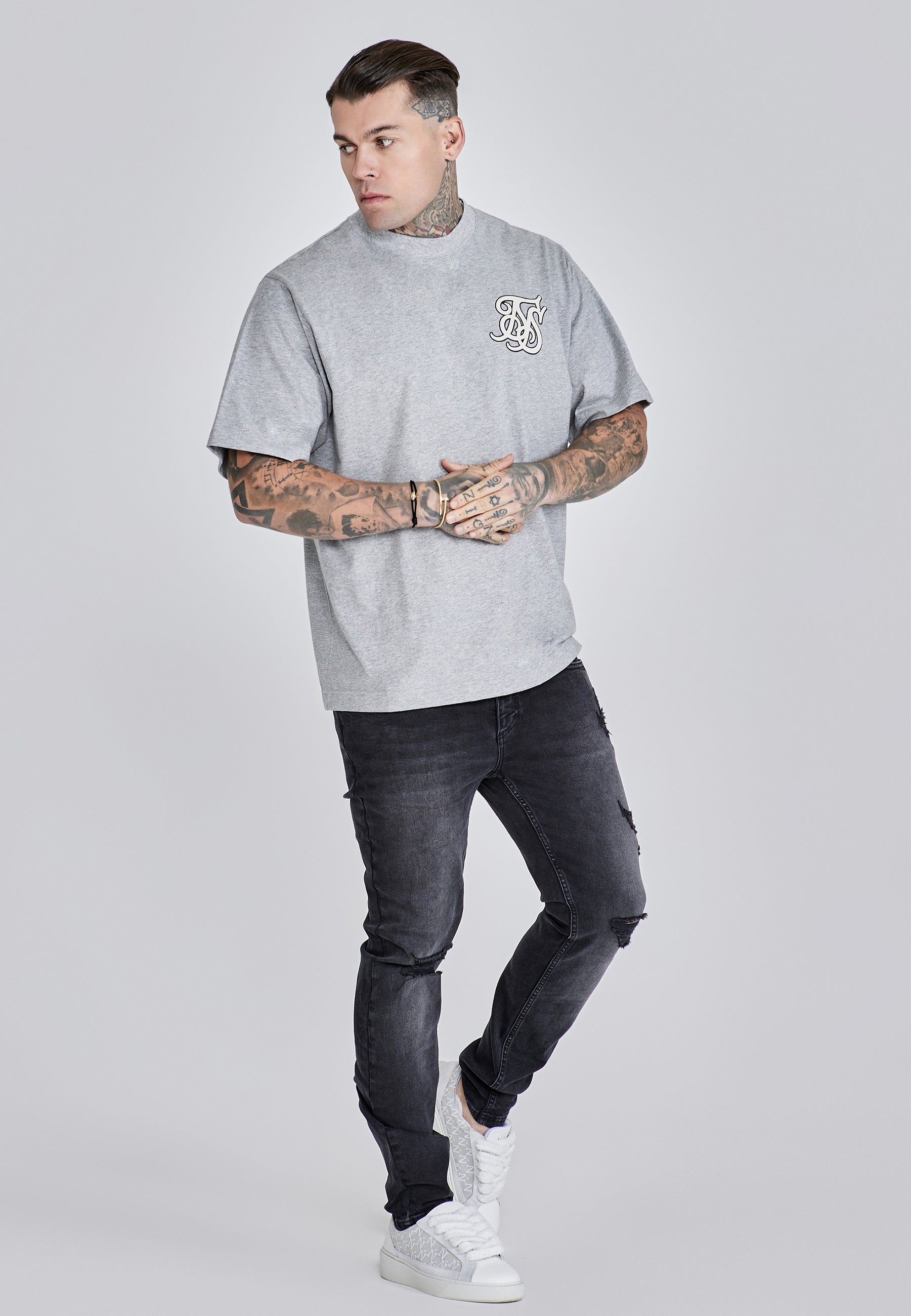 Maglietta con logo in marna grigia Magliette SikSilk