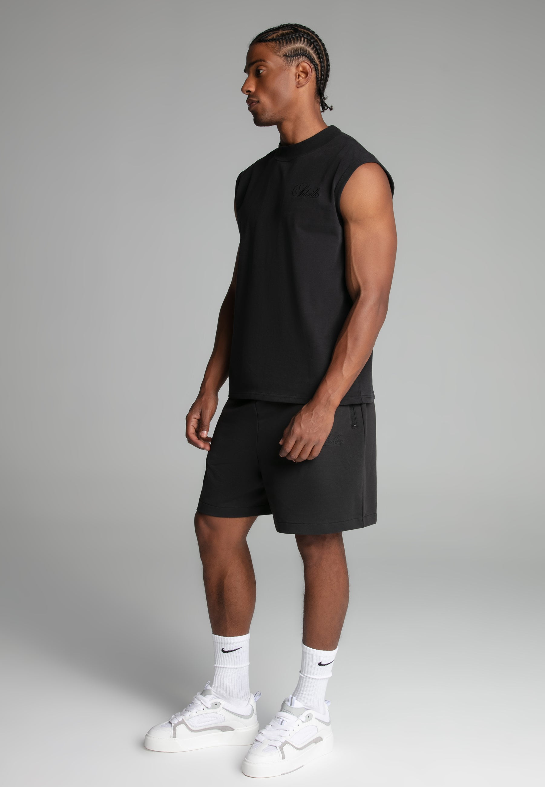 Maglietta senza maniche in nero lavato Magliette SikSilk