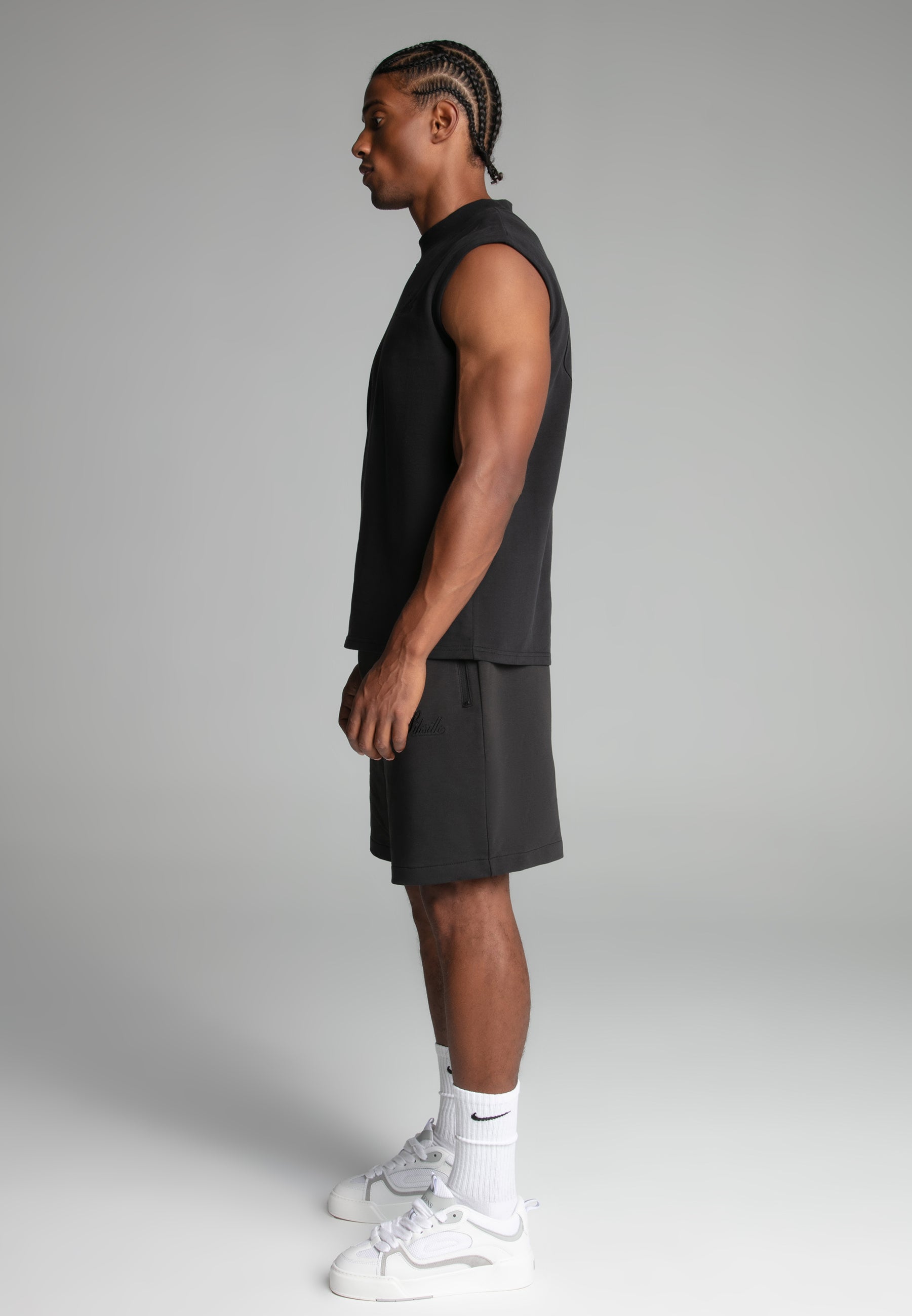 Maglietta senza maniche in nero lavato Magliette SikSilk