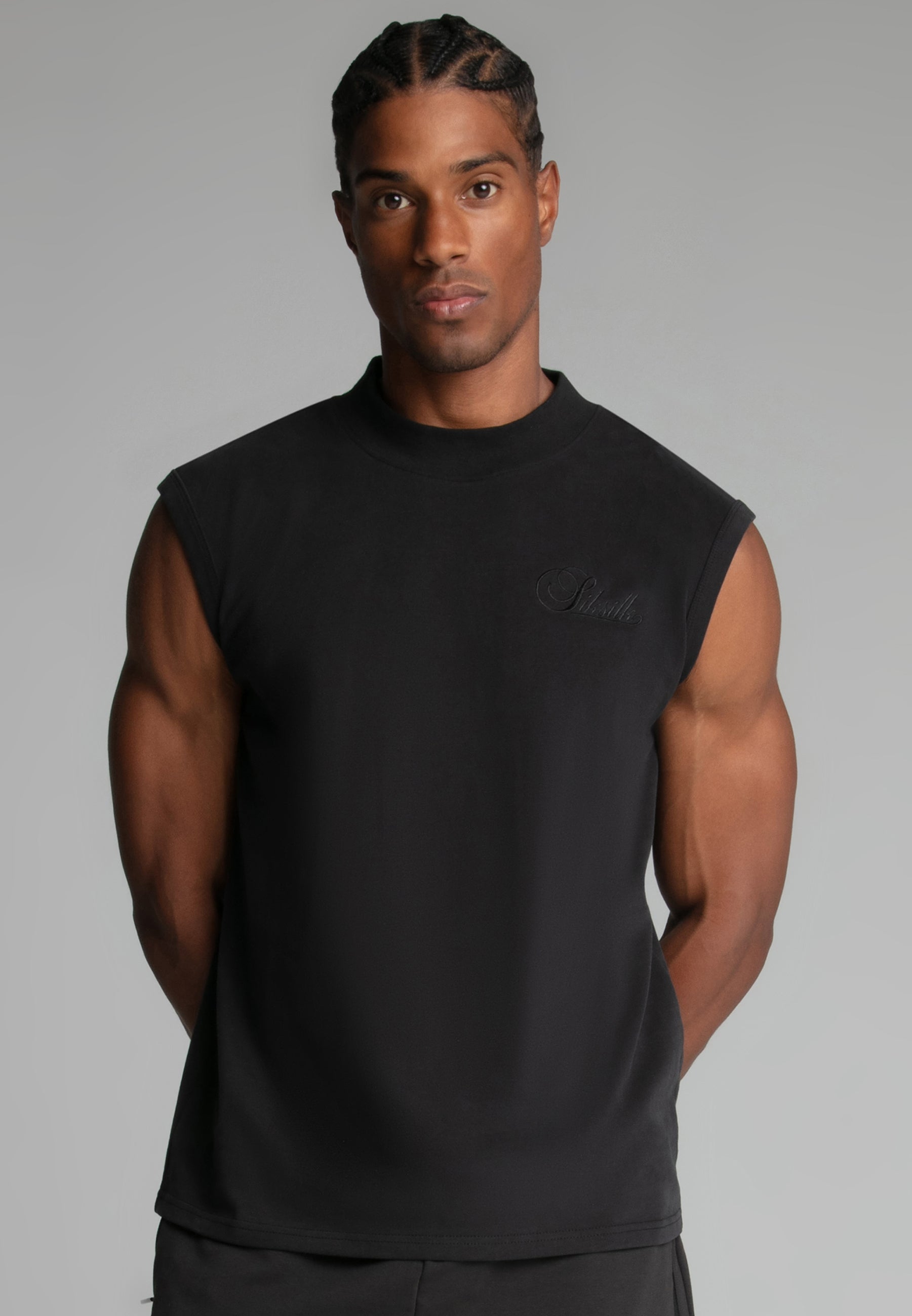 Maglietta senza maniche in nero lavato Magliette SikSilk