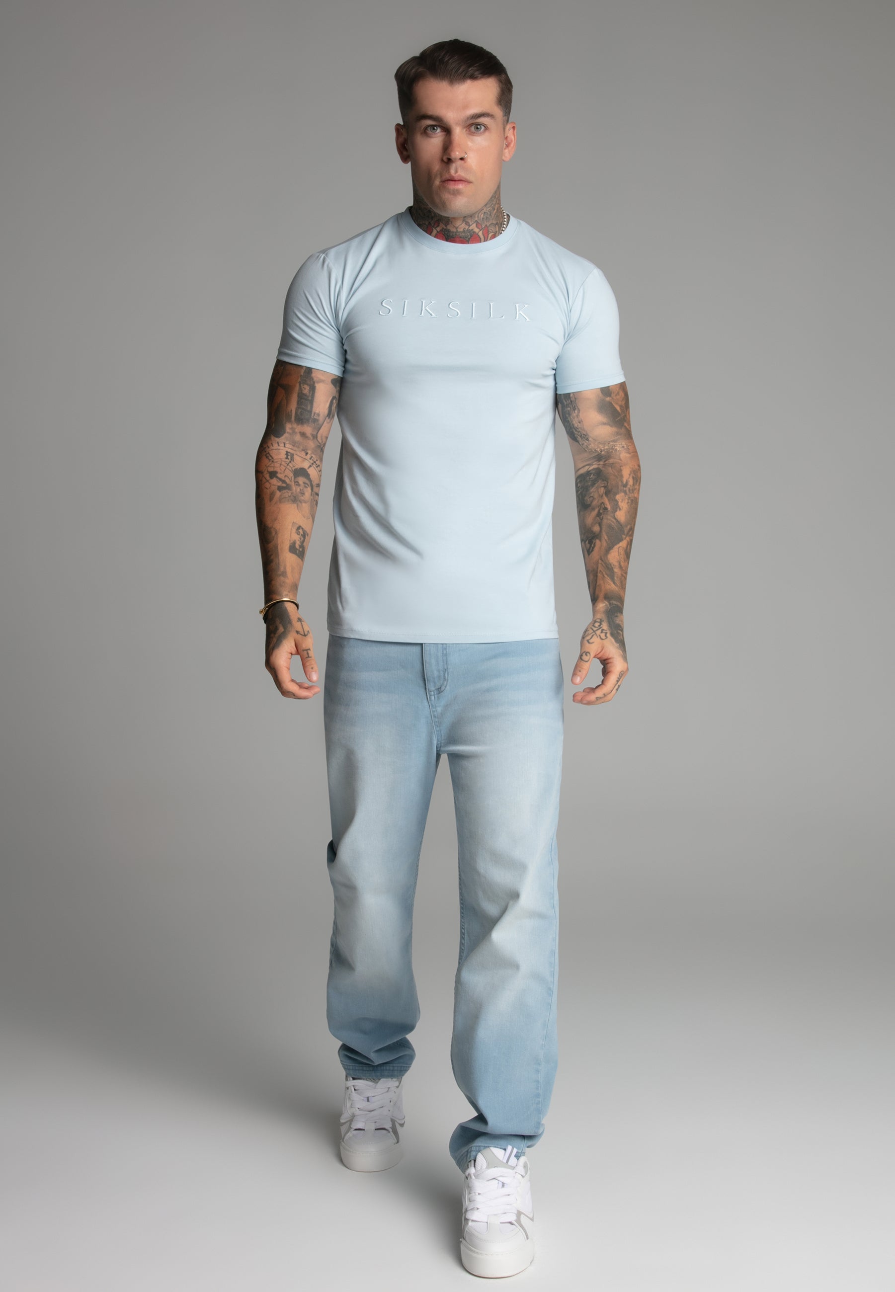 Maglietta Muscle Fit in blu Magliette SikSilk