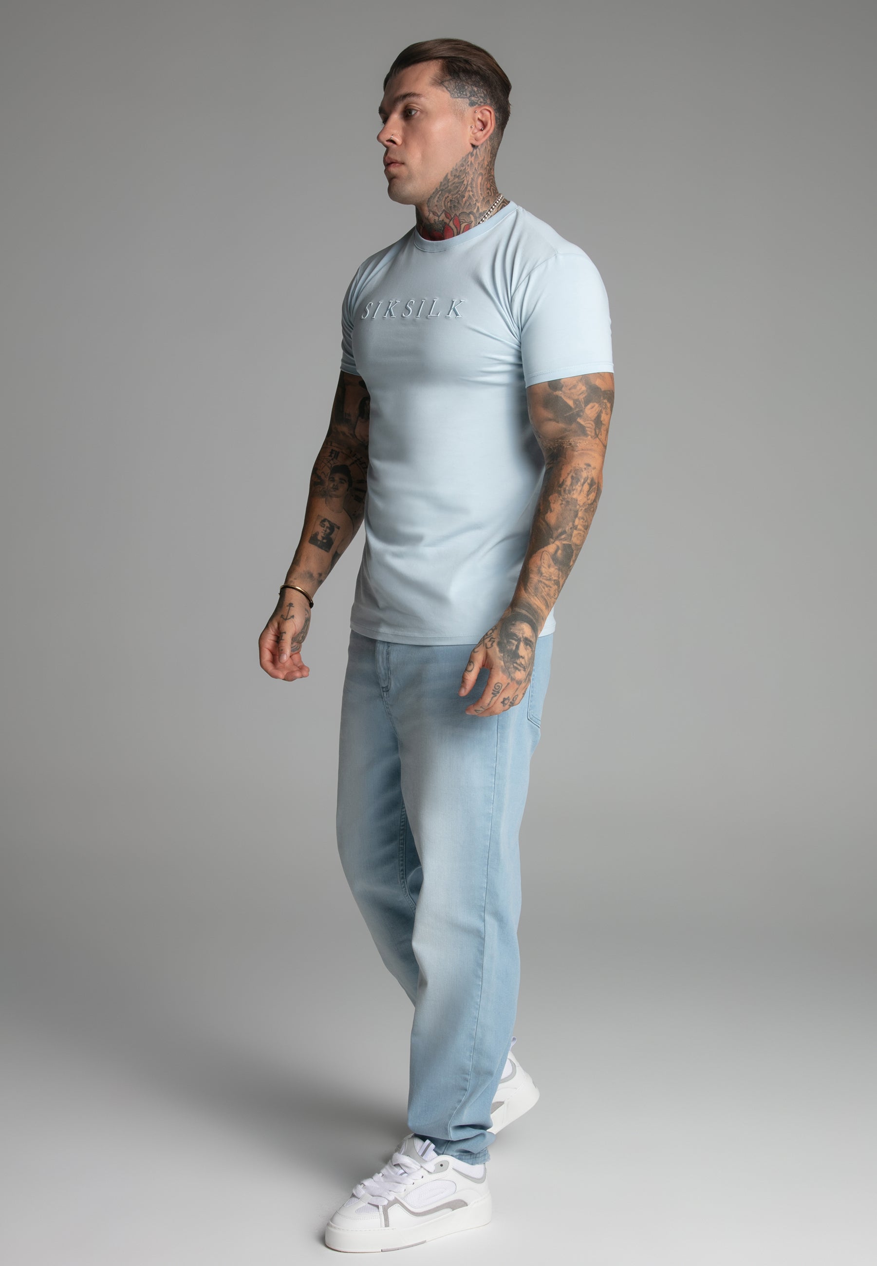 Maglietta Muscle Fit in blu Magliette SikSilk