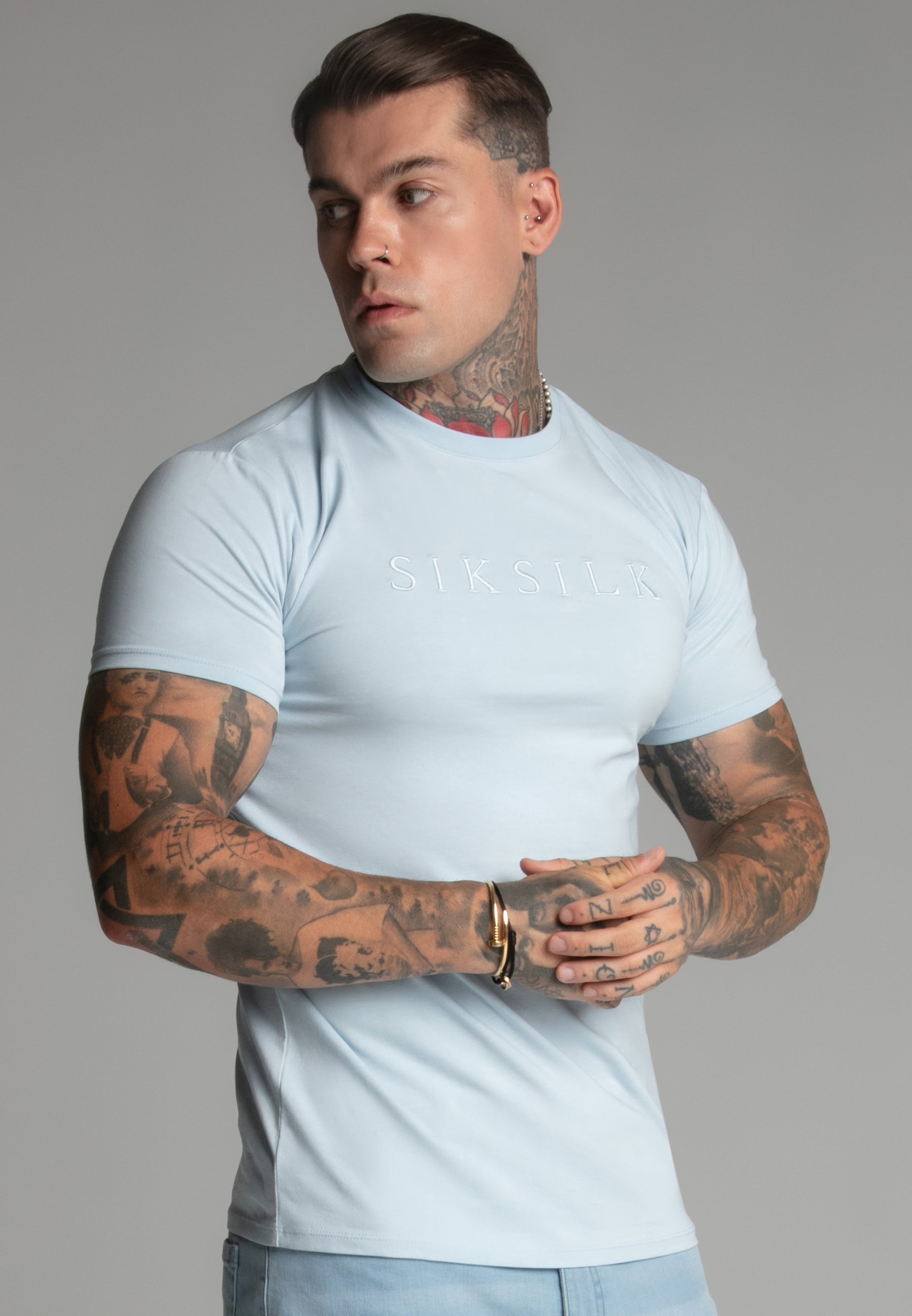 Maglietta Muscle Fit in blu Magliette SikSilk