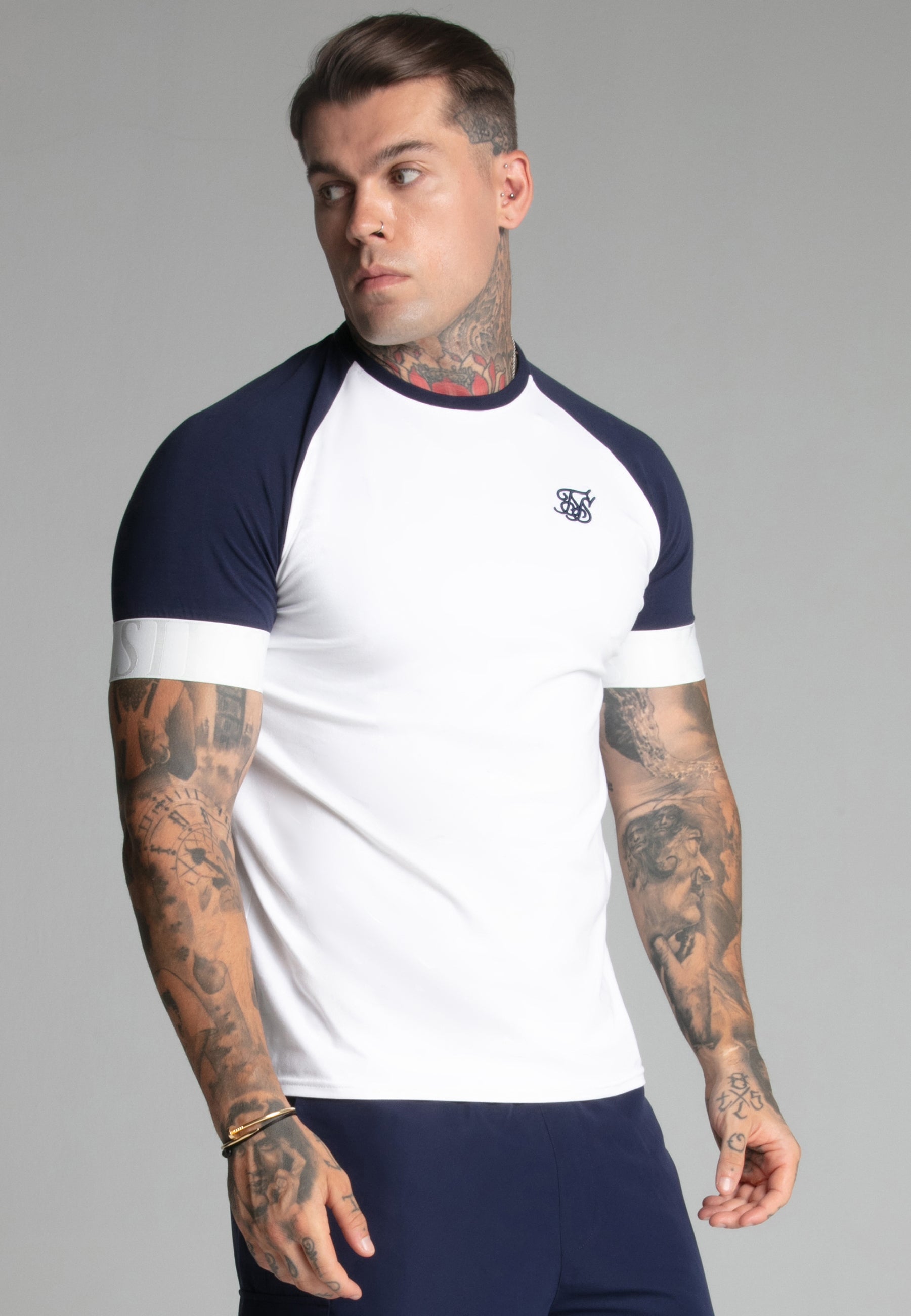 Maglietta Tech in bianco, navy Magliette SikSilk