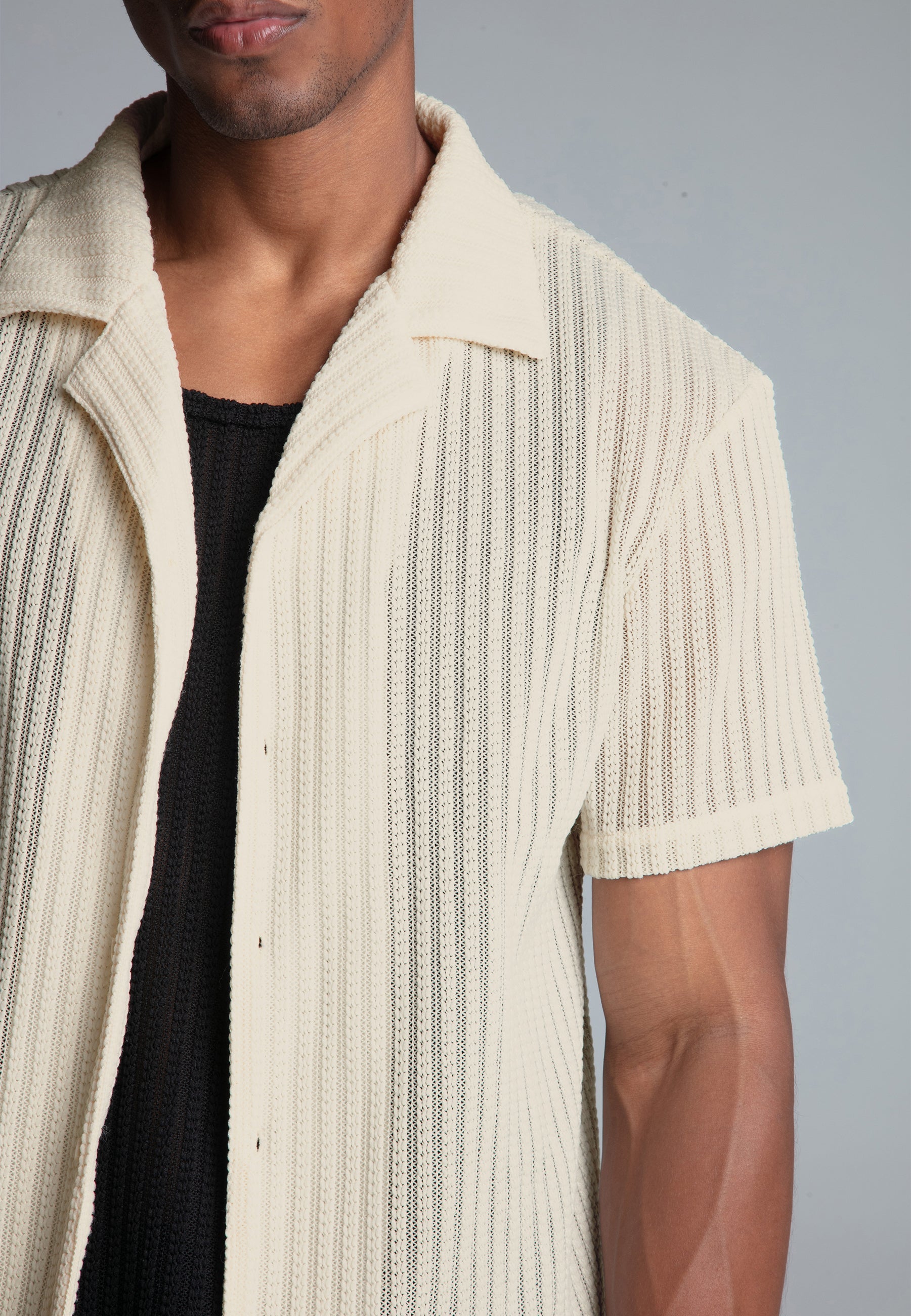 Camicia Resort testurizzata in ecru Camicie SikSilk