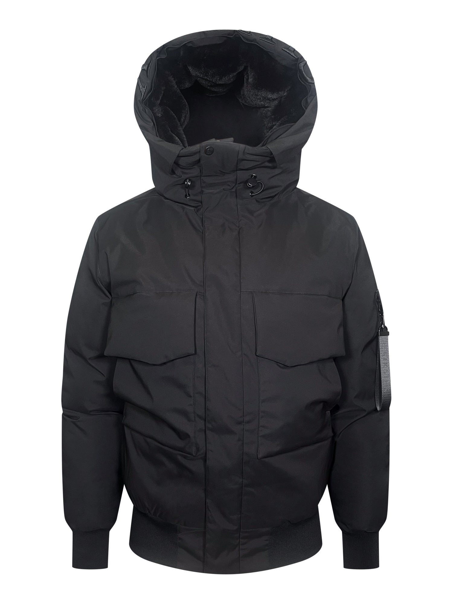 Giacca bomber con cappuccio in nero