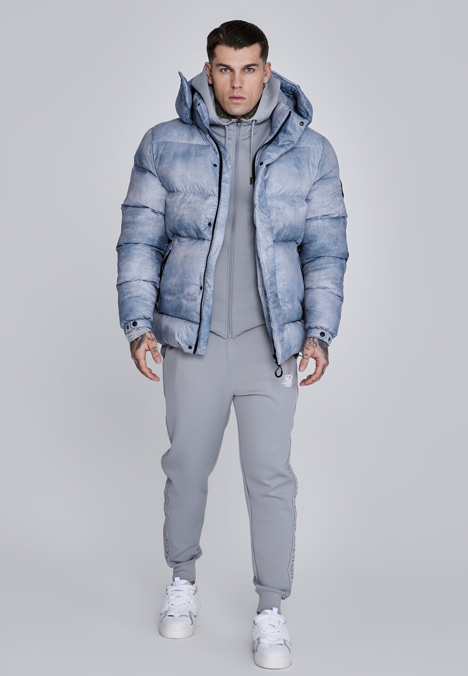 Giacca Puffer in grigio chiaro Giacche SikSilk