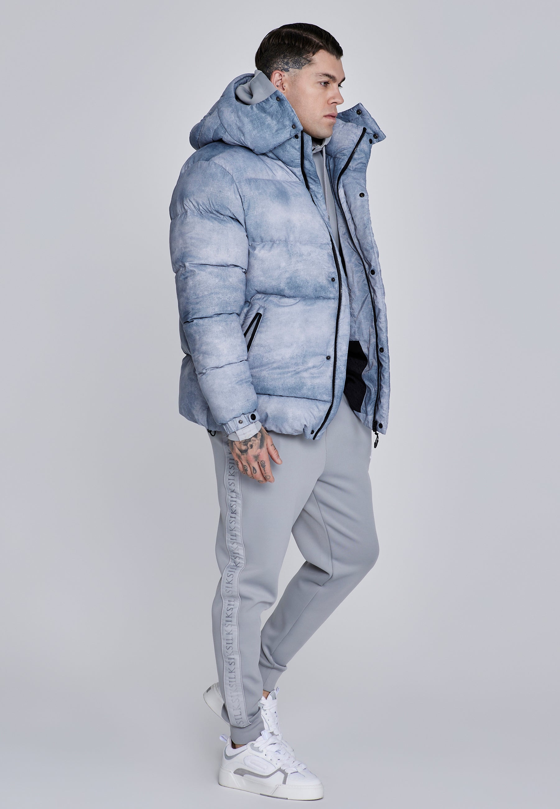 Giacca Puffer in grigio chiaro Giacche SikSilk