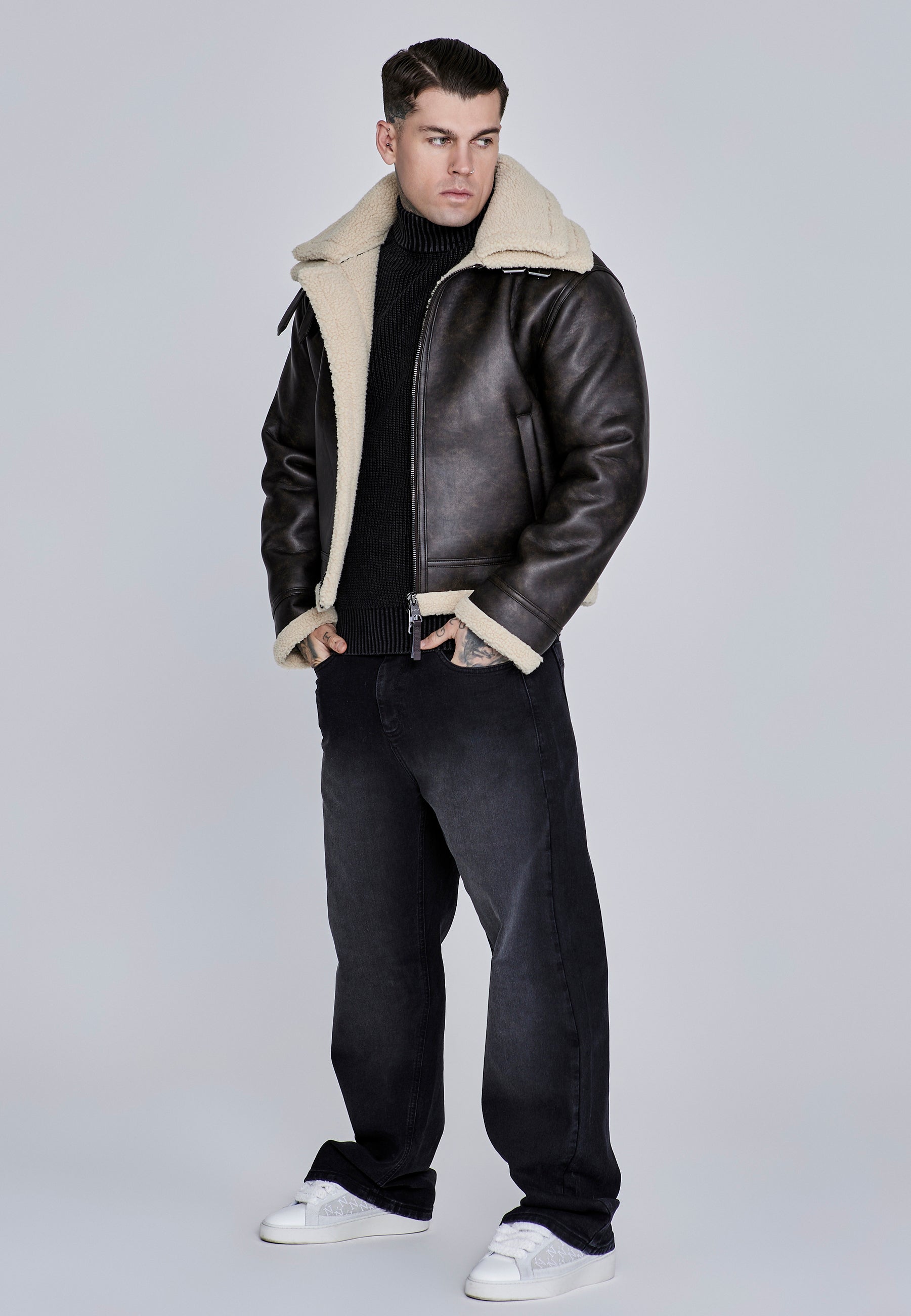 Giacca Aviator in marrone Giacche SikSilk
