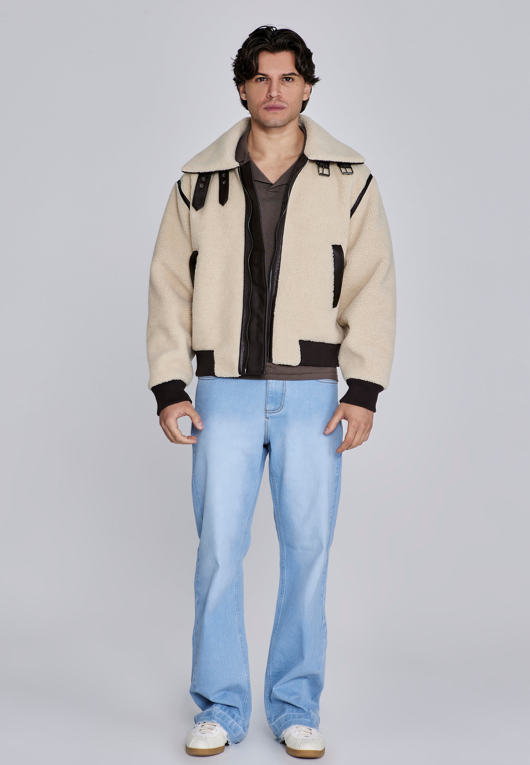 Giacca Bomber Sherpa in Beige Giacche SikSilk