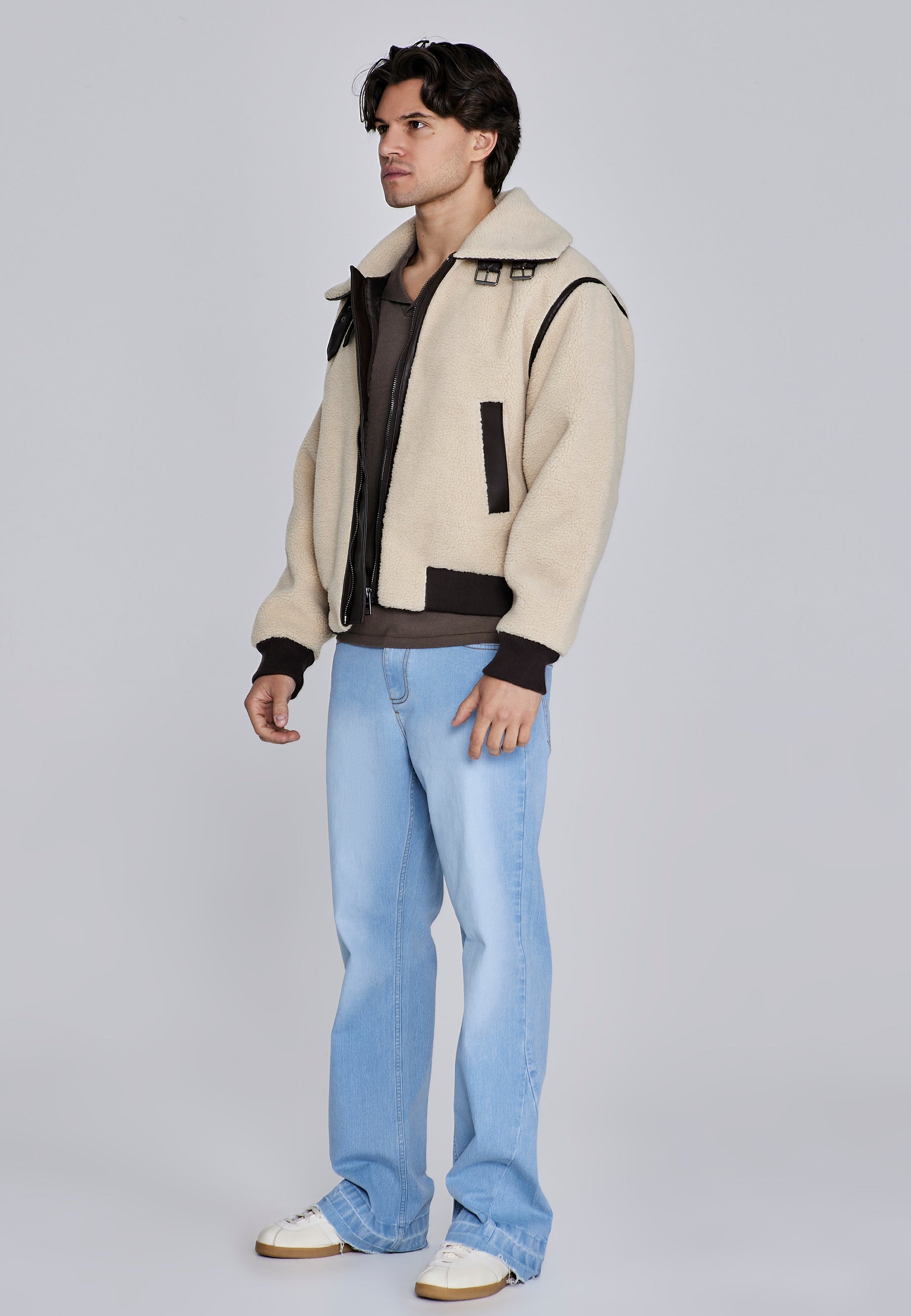 Giacca Bomber Sherpa in Beige Giacche SikSilk