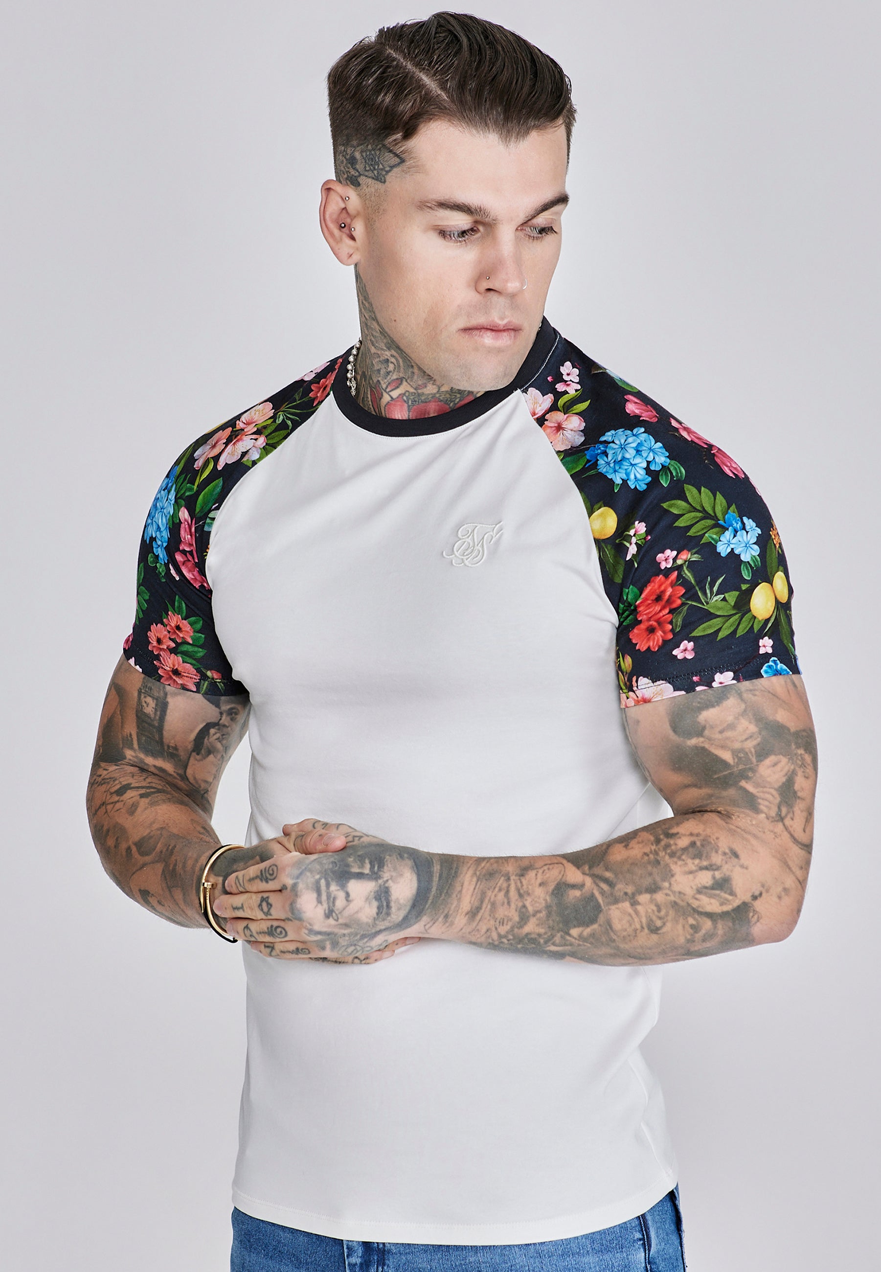 Maglietta Raglan in Ecru Multi T-Shirt SikSilk