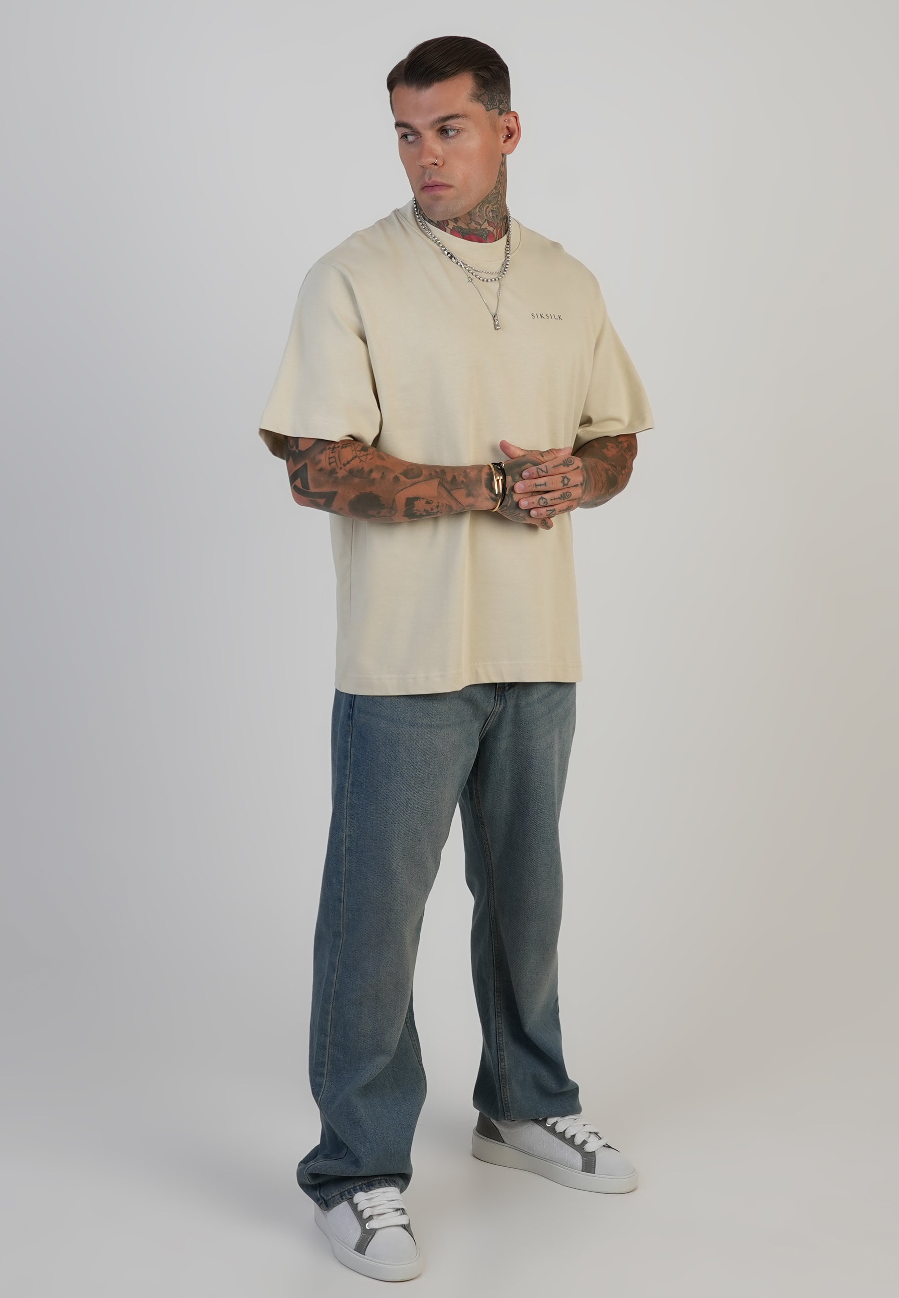 Maglietta grafica in ecru T-shirt SikSilk