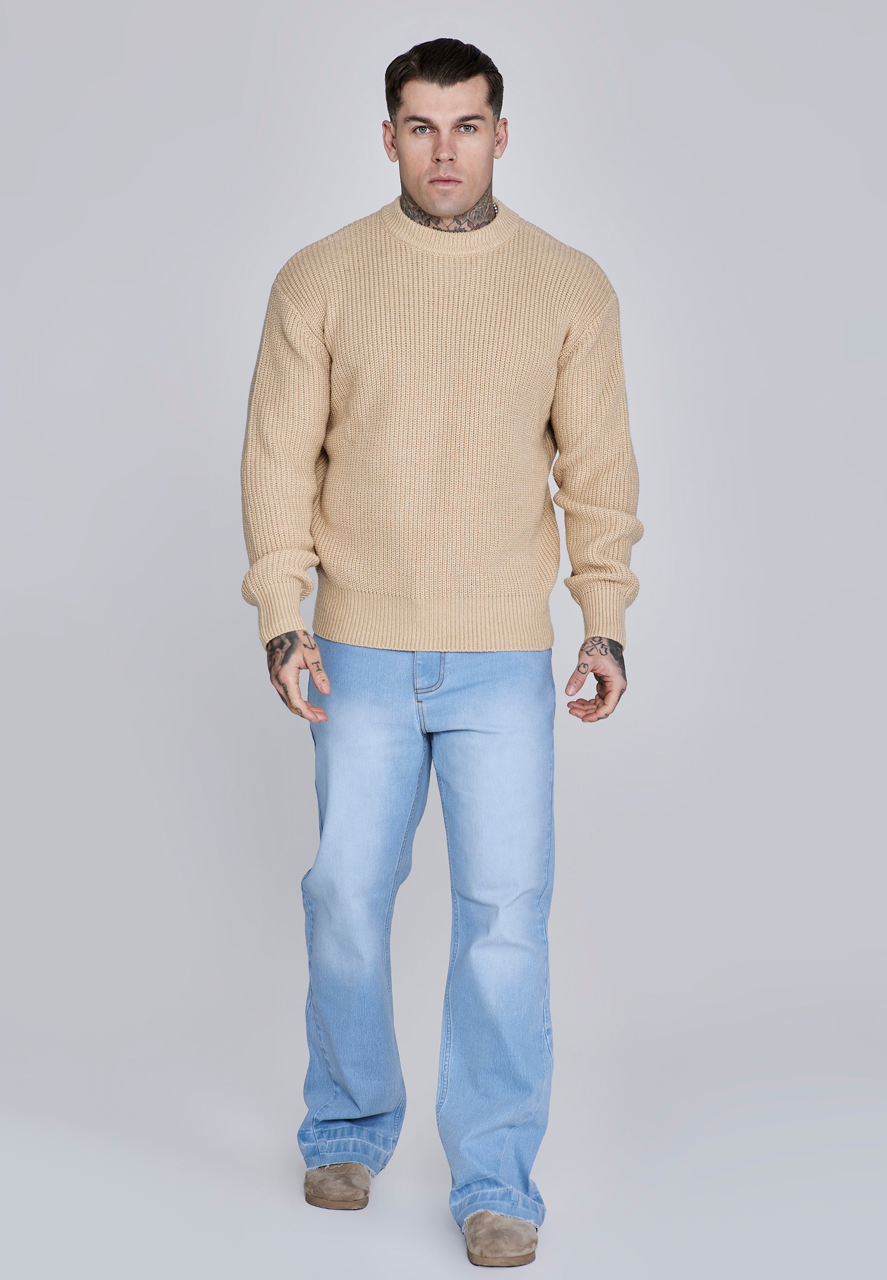 Maglione lavorato a maglia in Ecrù Maglioni SikSilk