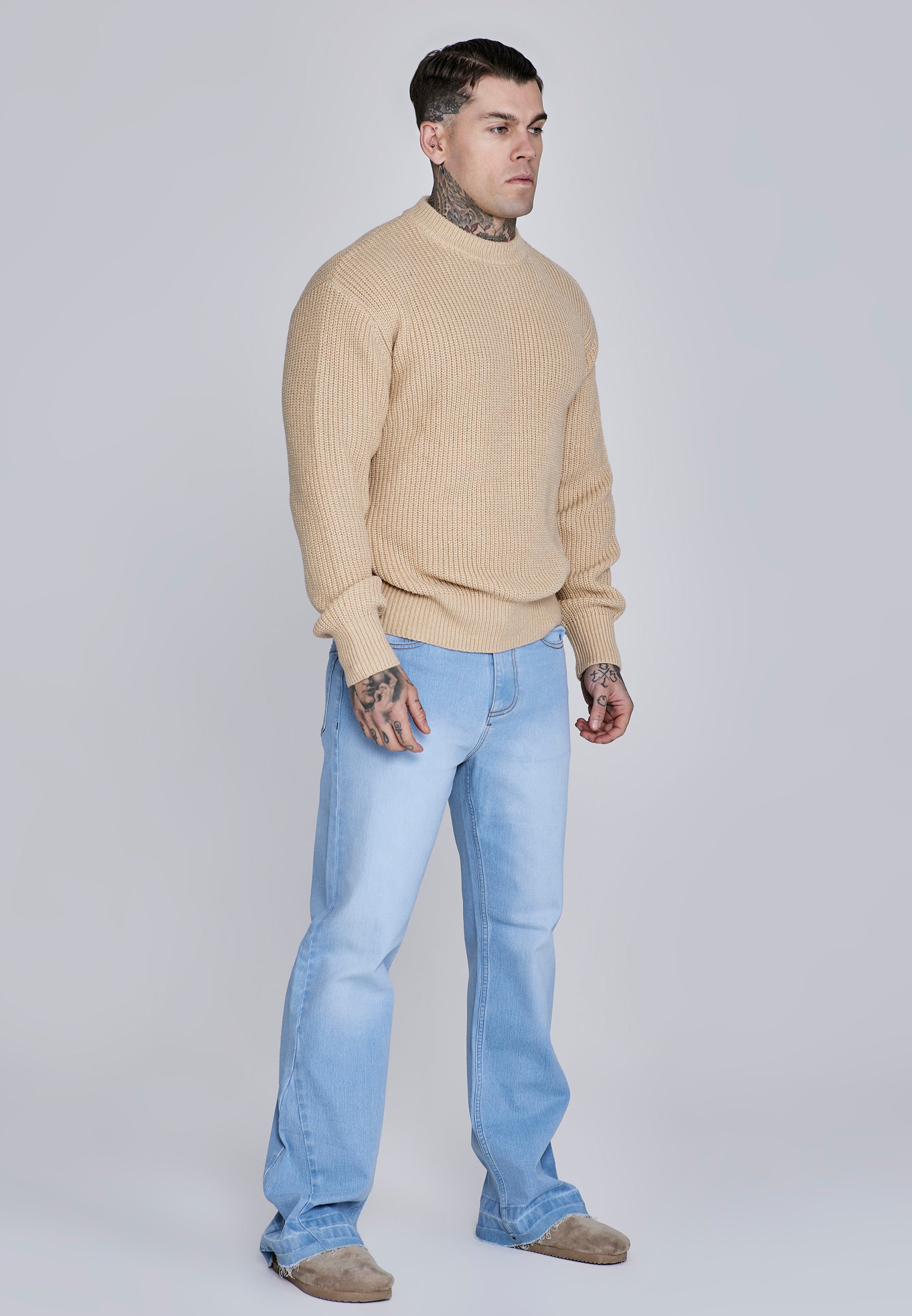 Maglione lavorato a maglia in Ecrù Maglioni SikSilk